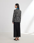 EP YAYING Silk Satin Jacquard Waist-Cinched Blazer