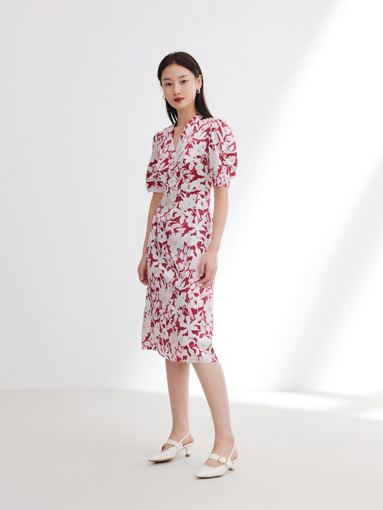 EP YAYING Silk Printed Dress