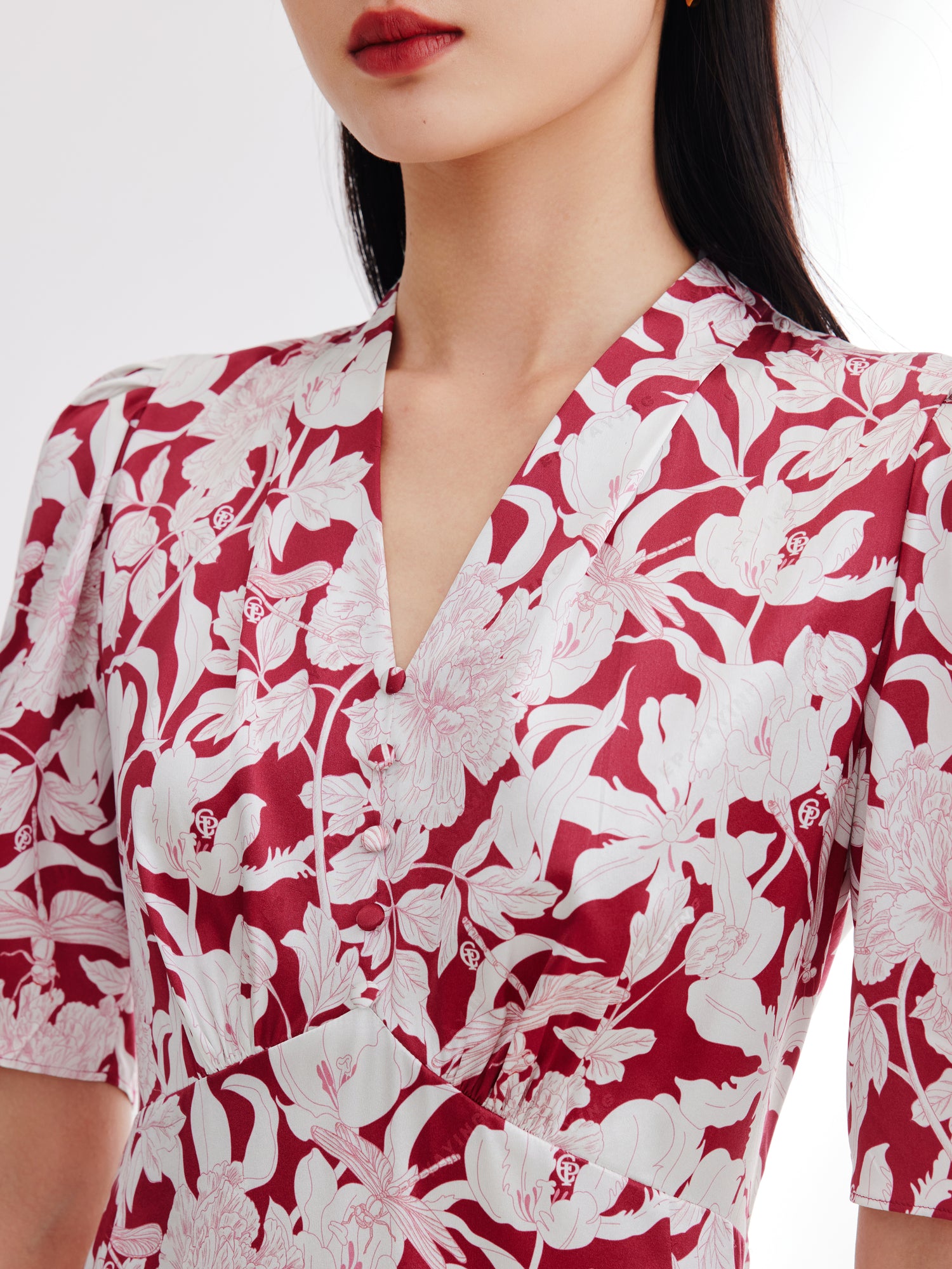 EP YAYING Silk Printed Dress