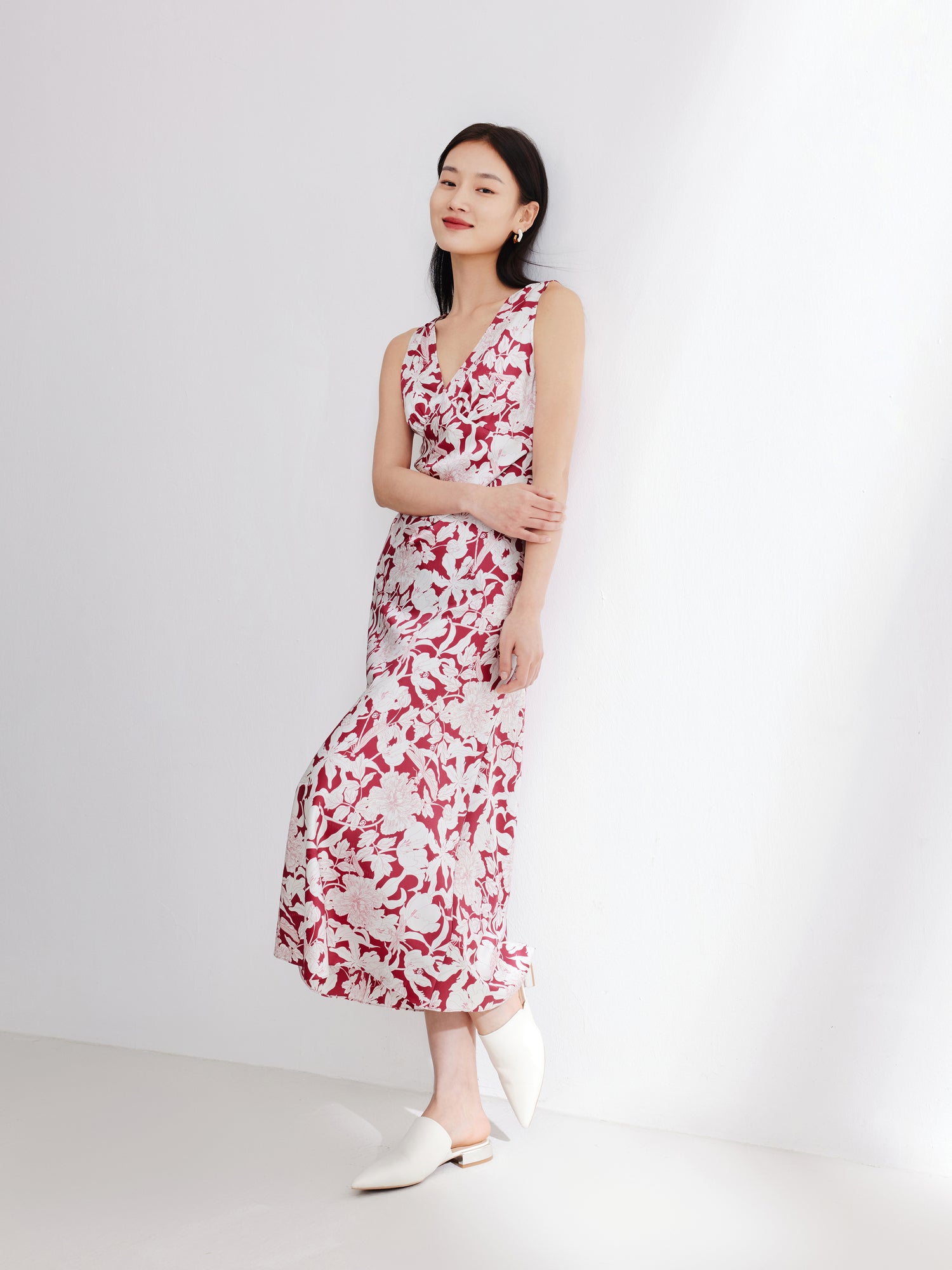 EP YAYING Silk Printed Dress