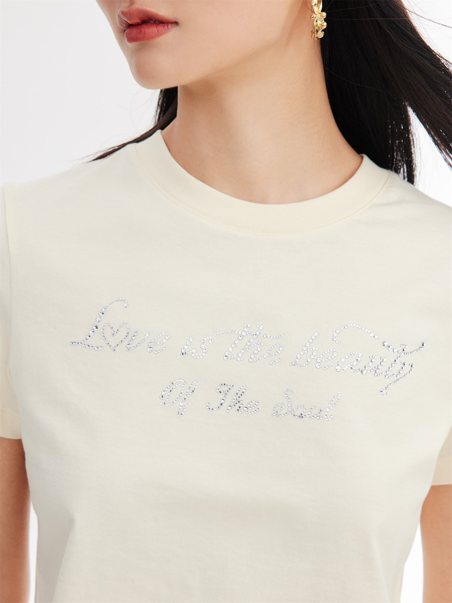 EP YAYING Beige Basic T-Shirt