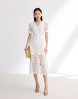 EP YAYING White V-Neck Dress