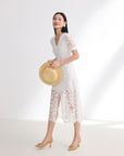 EP YAYING White V-Neck Dress