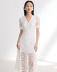 EP YAYING White V-Neck Dress