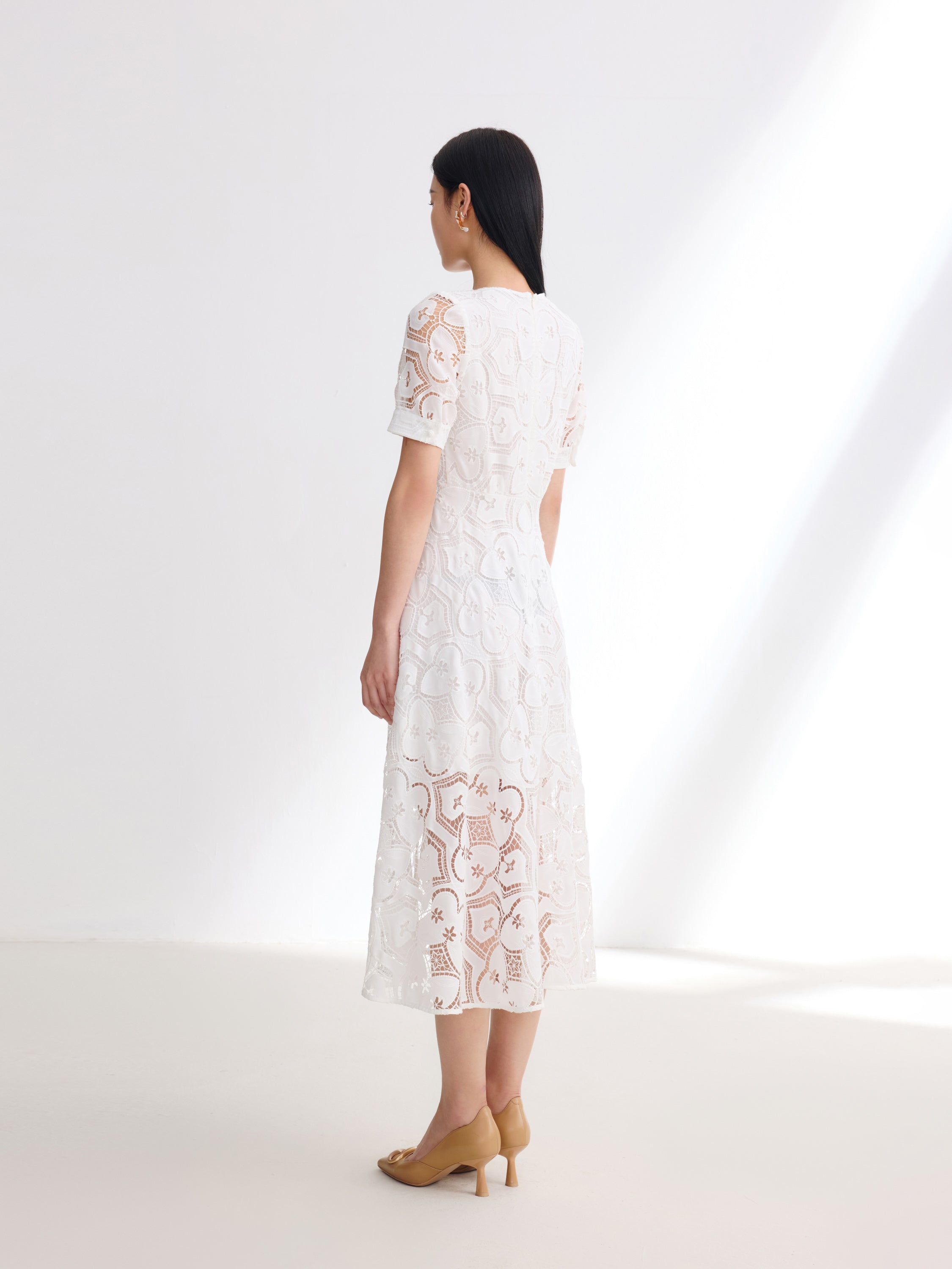 EP YAYING White V-Neck Dress