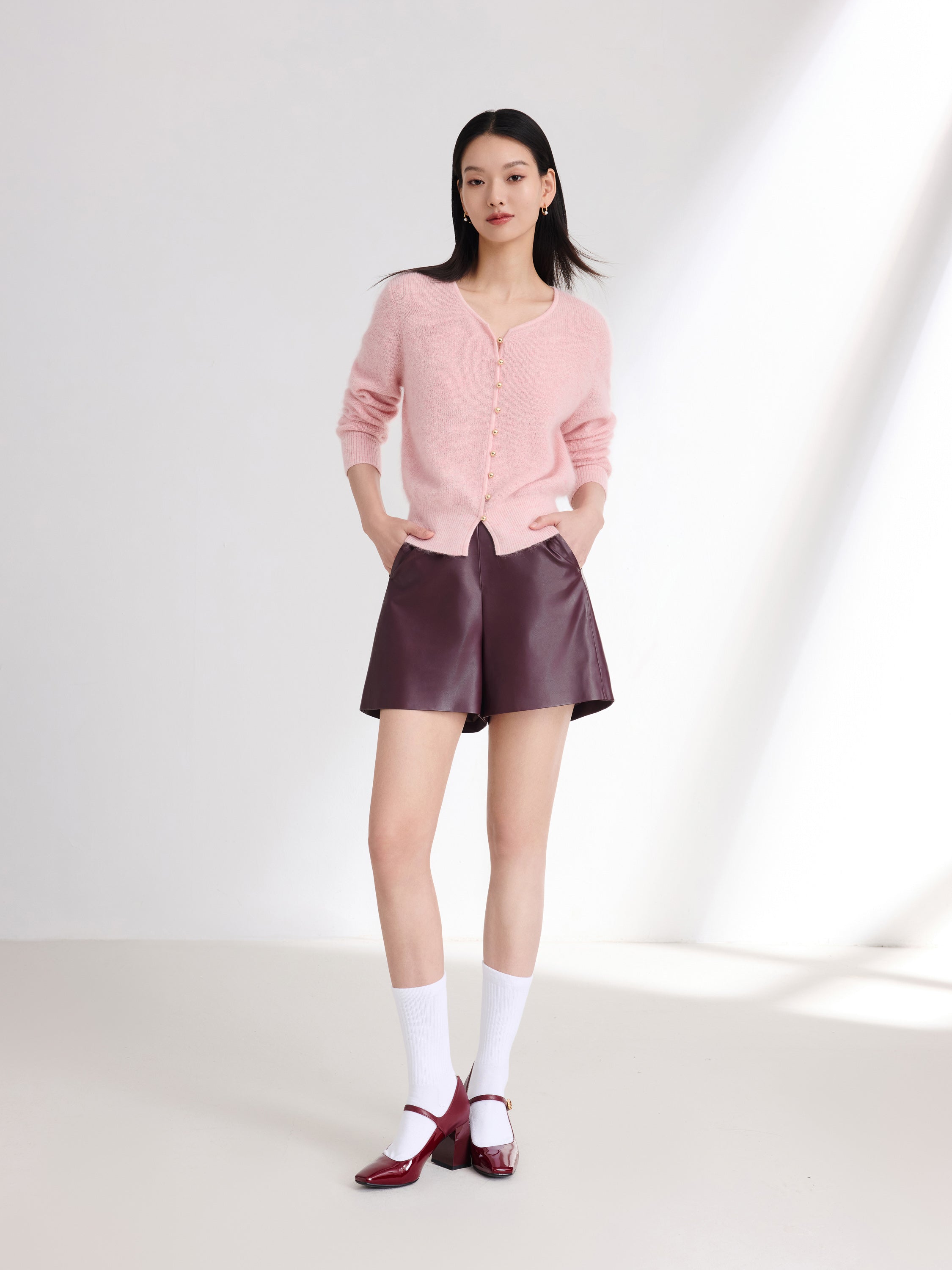 EP YAYING Burgundy Casual Shorts