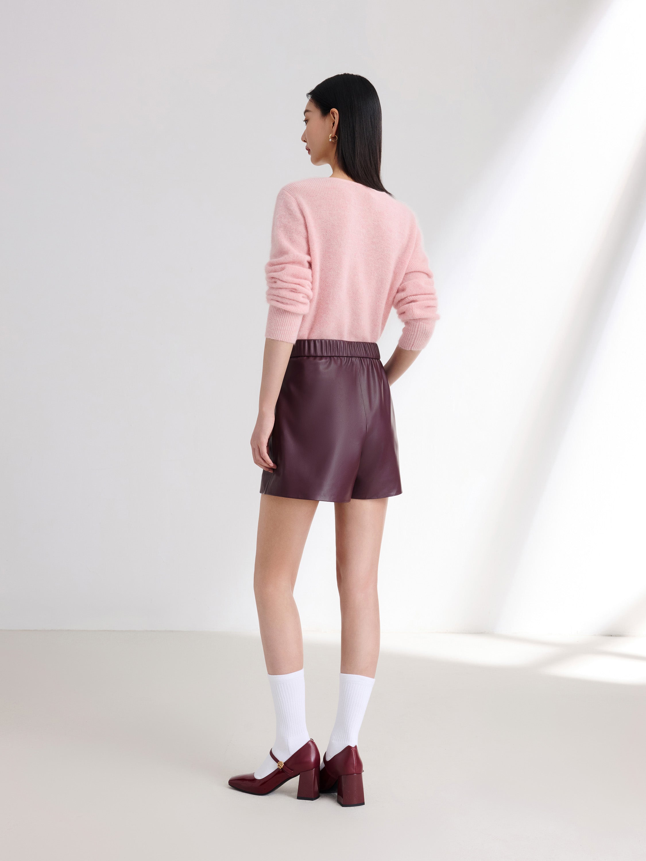 EP YAYING Burgundy Casual Shorts