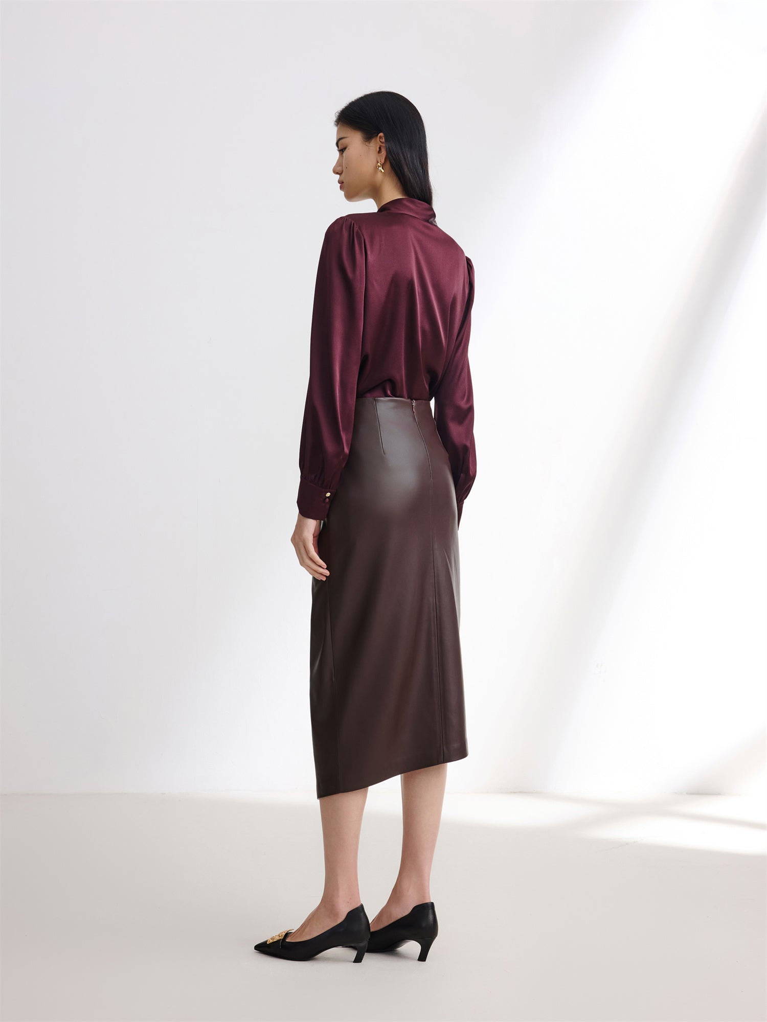 EP YAYING Leather Skirt with split