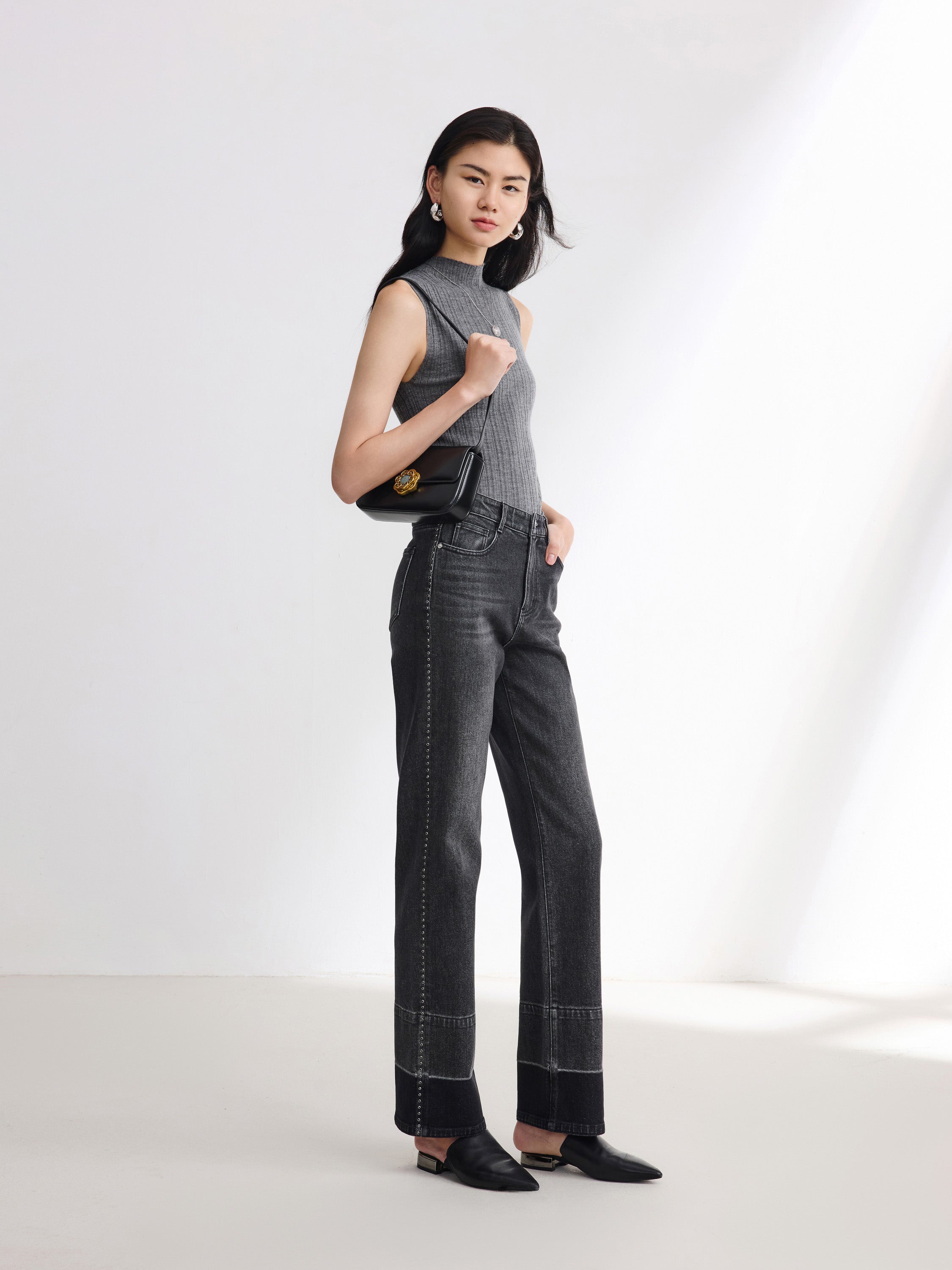 EP YAYING Black Straight Leg Pants