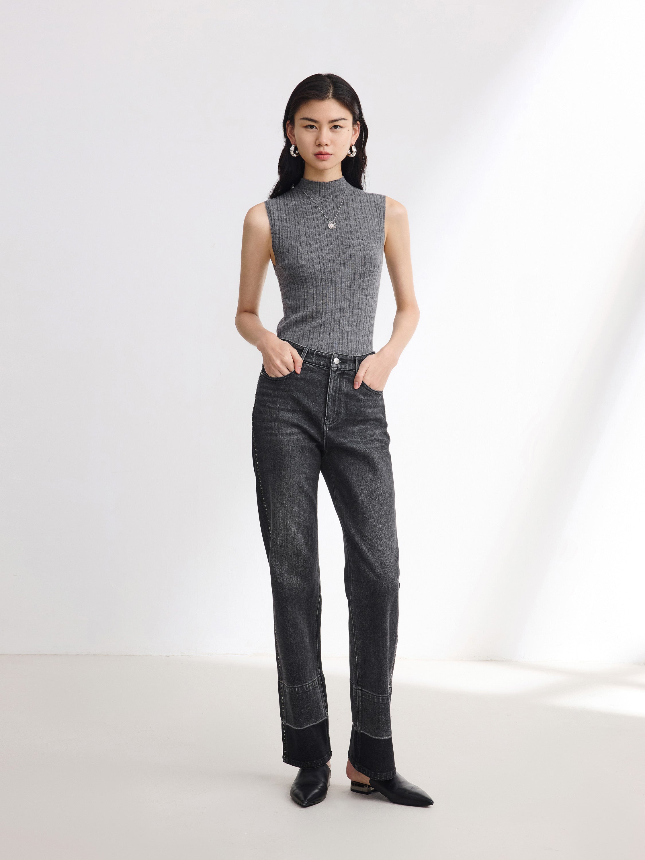 EP YAYING Black Straight Leg Pants