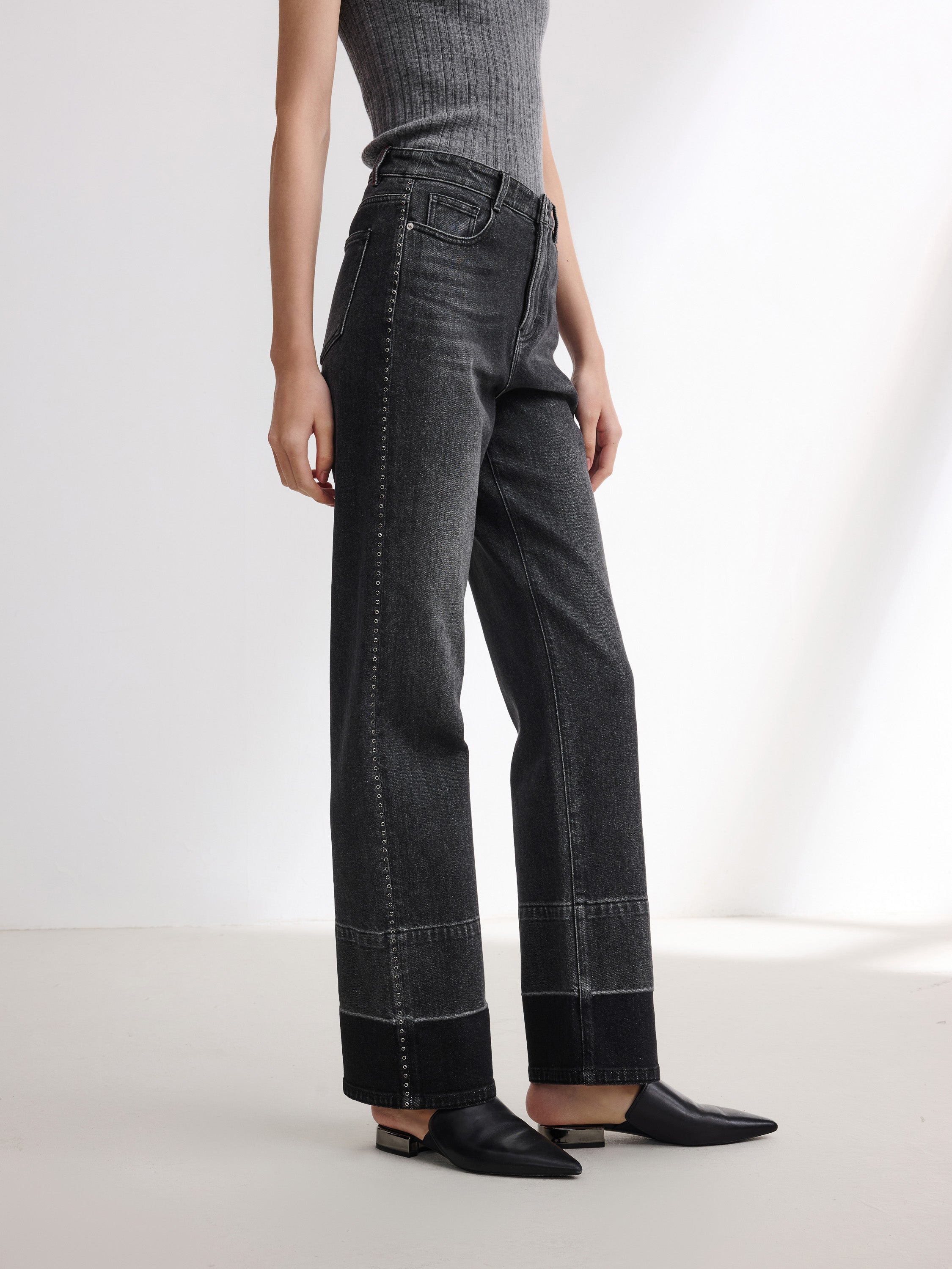 EP YAYING Black Straight Leg Pants