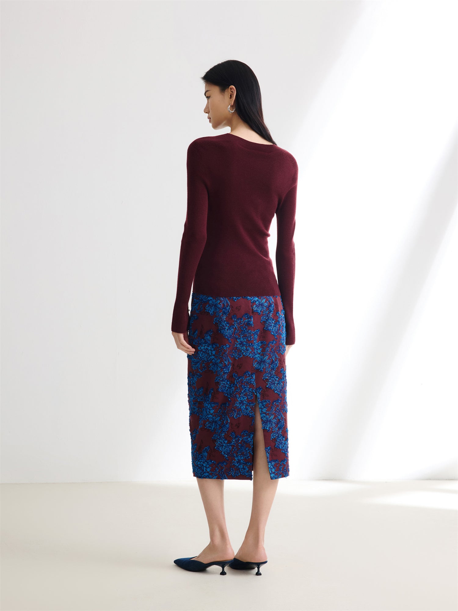 EP YAYING High-Waisted Slit Skirt