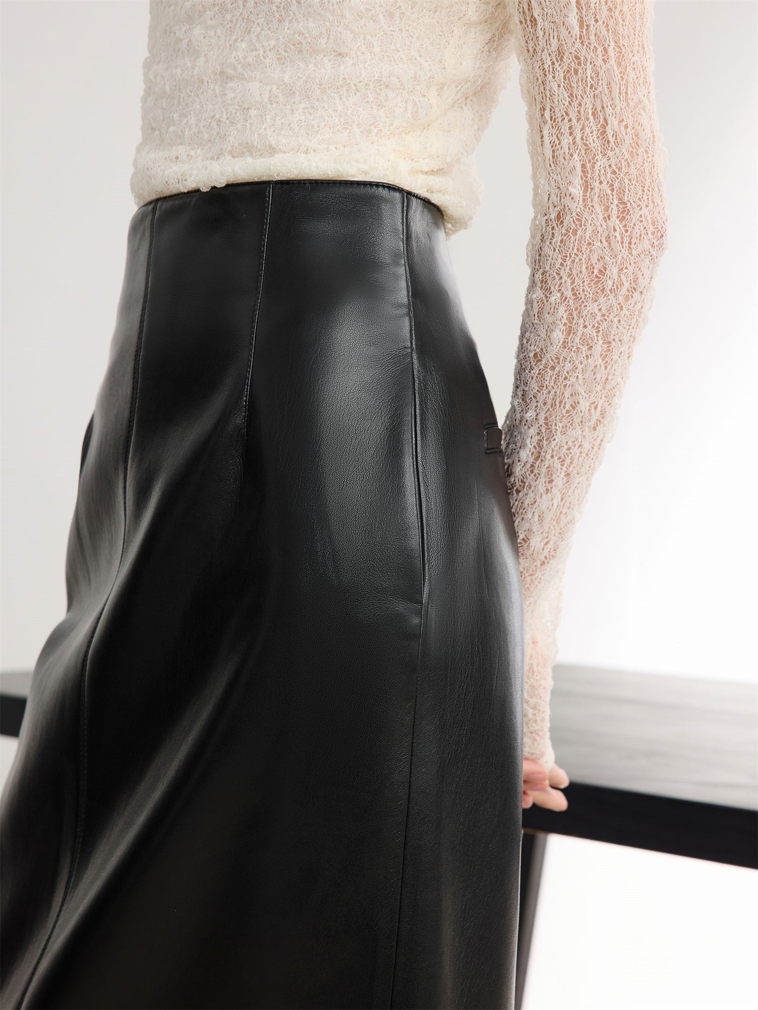EP YAYING Glossy PU Leather Skirt
