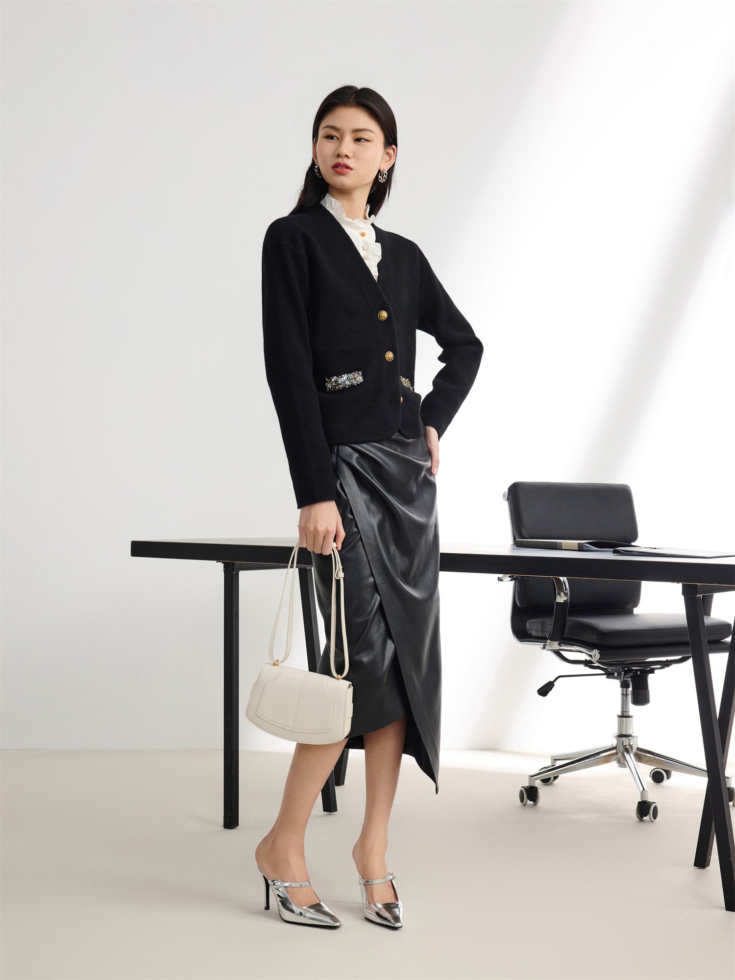 EP YAYING Pure Wool Knitted Cardigan