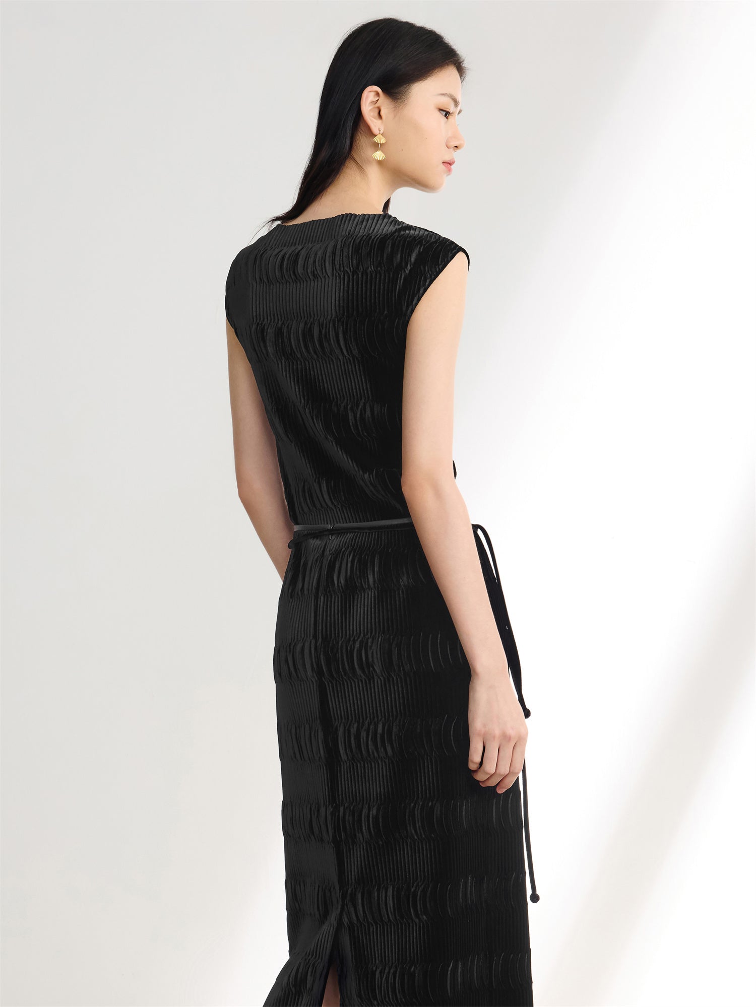 EP YAYING Velvet Pleated Slim Top