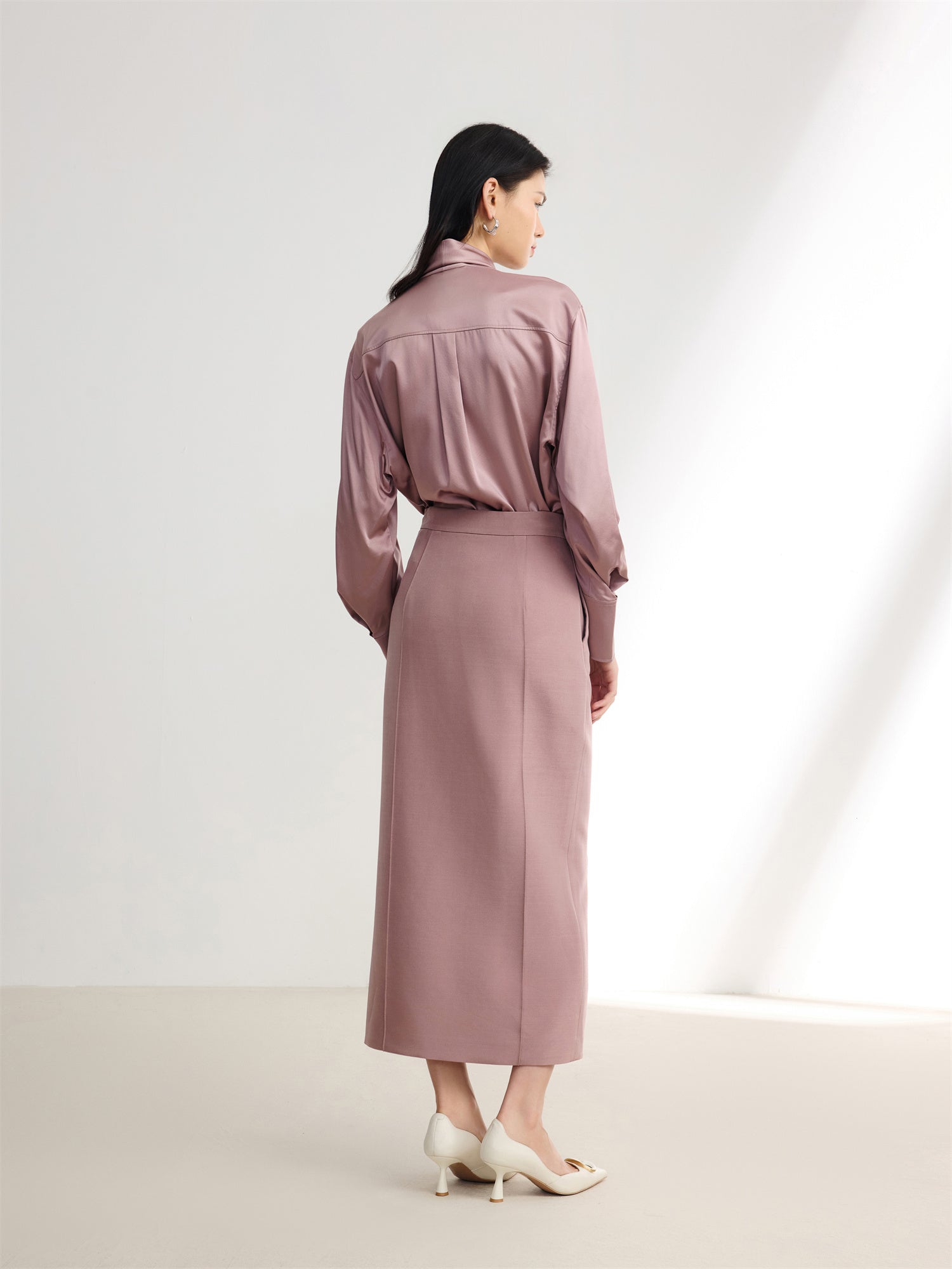 EP YAYING Silk-Wool Pleated Skirt