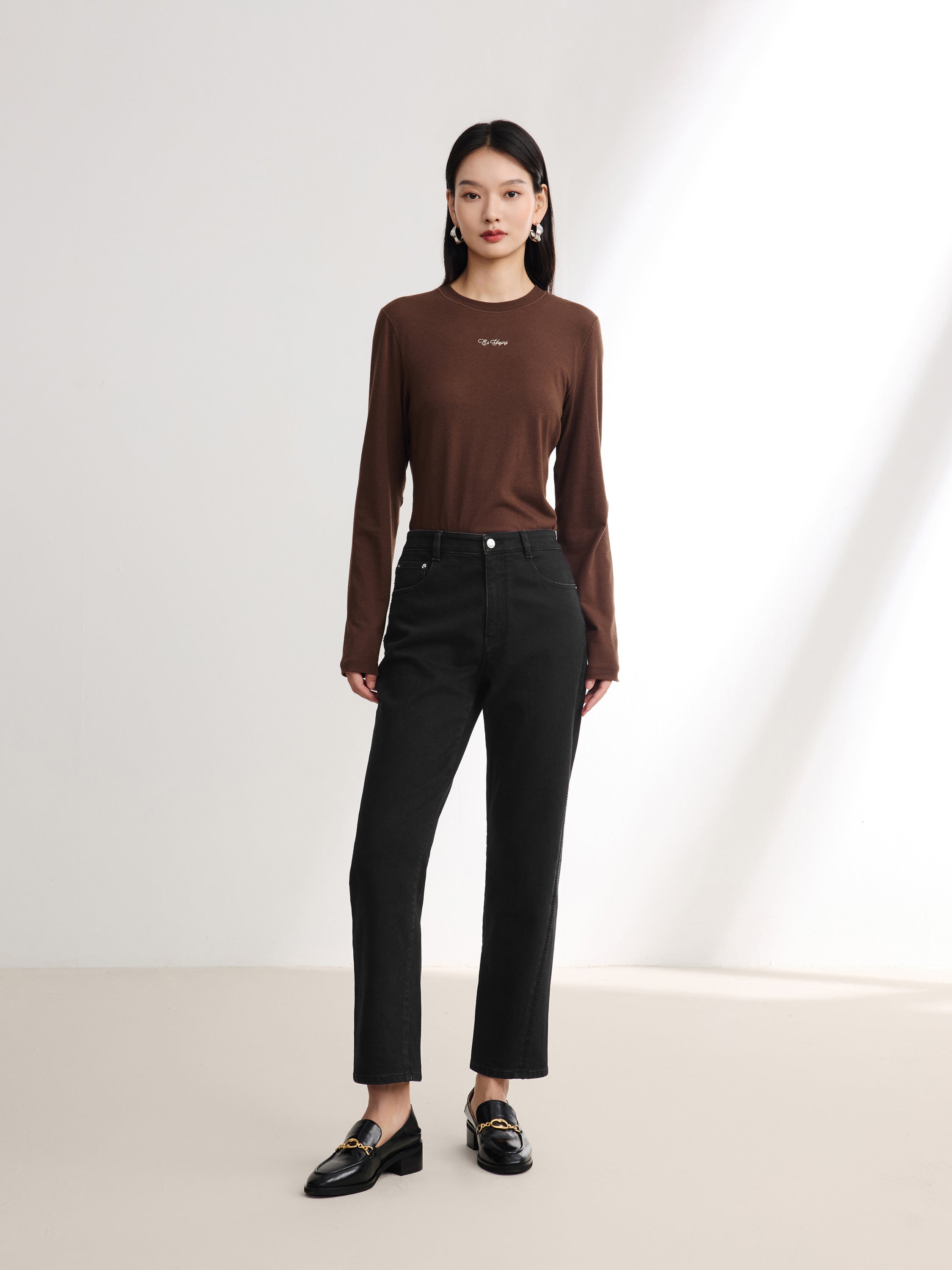 EP YAYING Black Straight Leg Pants