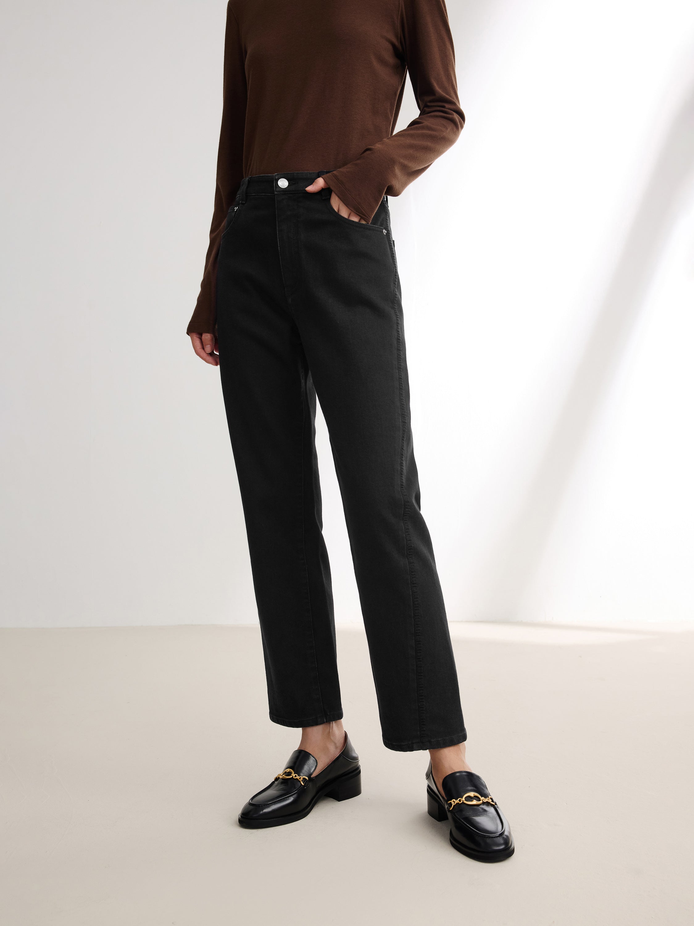 EP YAYING Black Straight Leg Pants