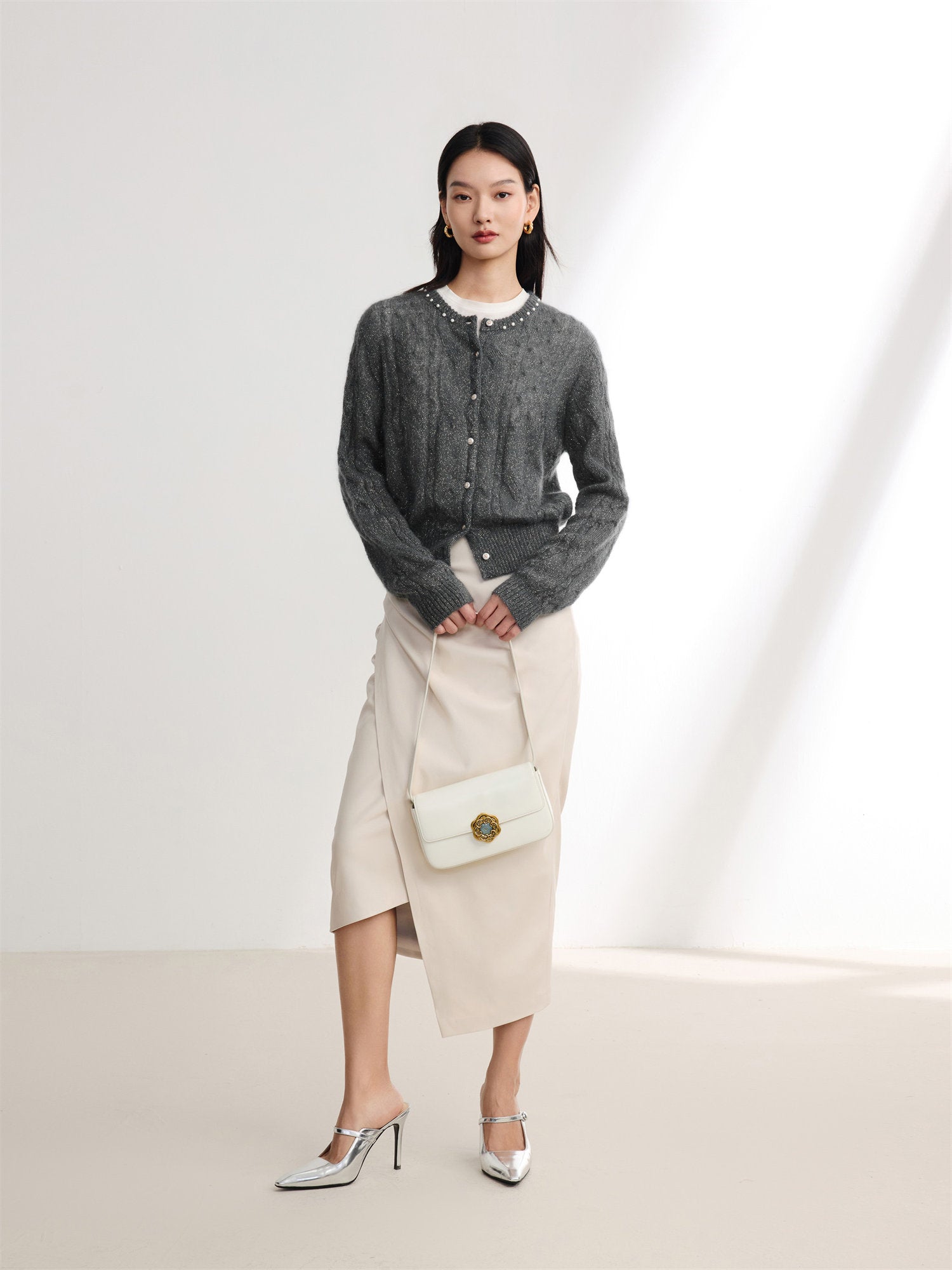 EP YAYING Mohair Knitted Cardigan