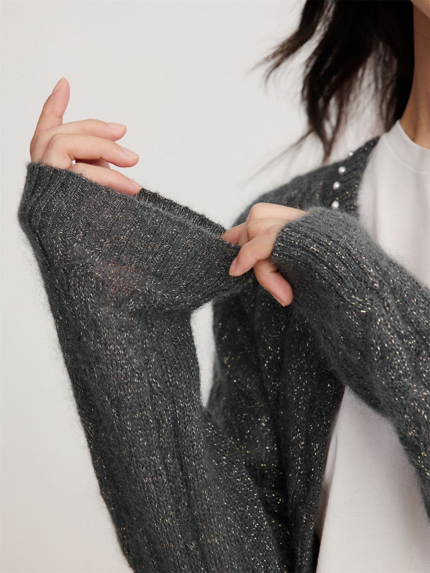 EP YAYING Mohair Knitted Cardigan