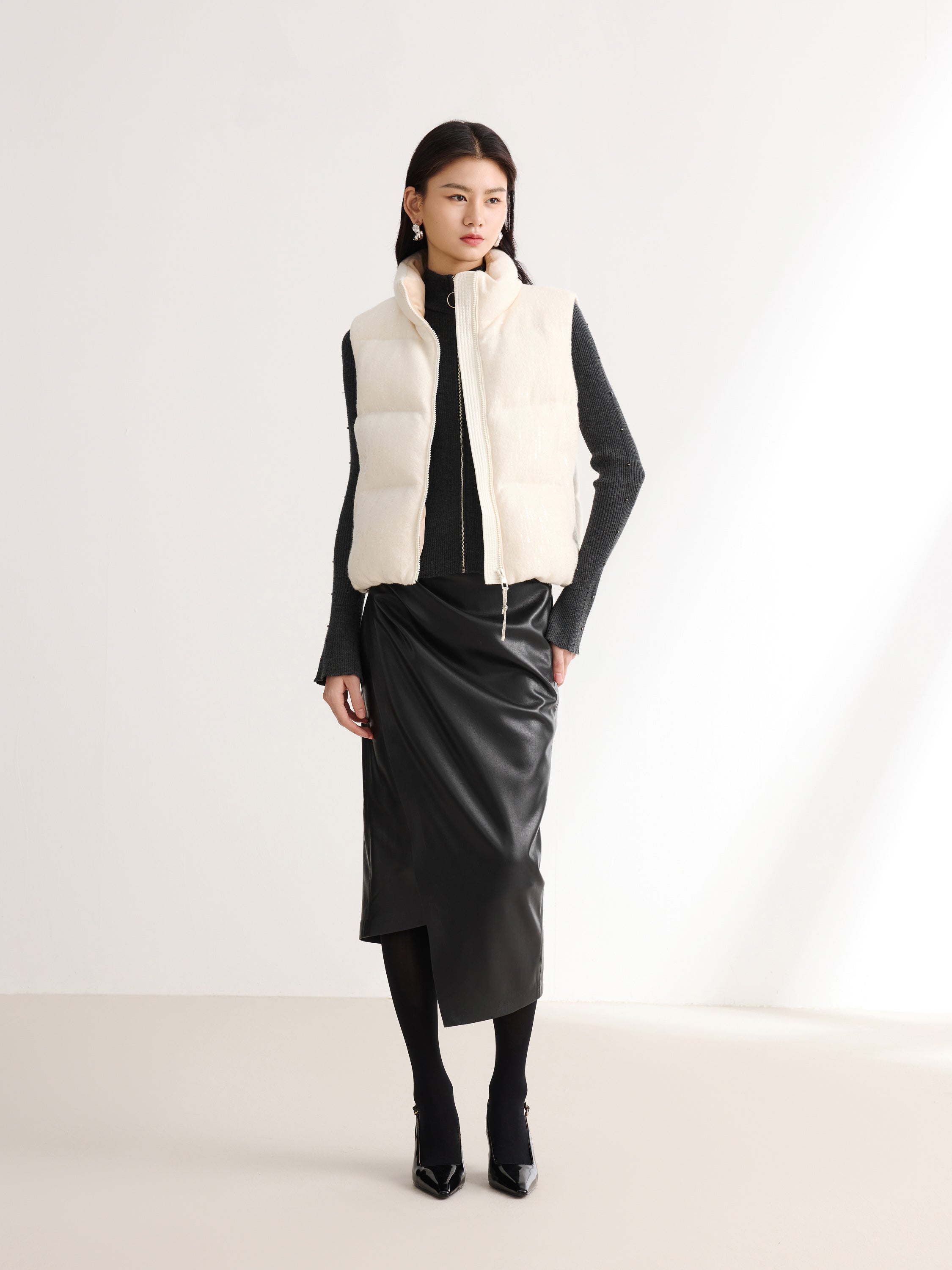 EP YAYING Cream Contrast Sleeve Hoodie