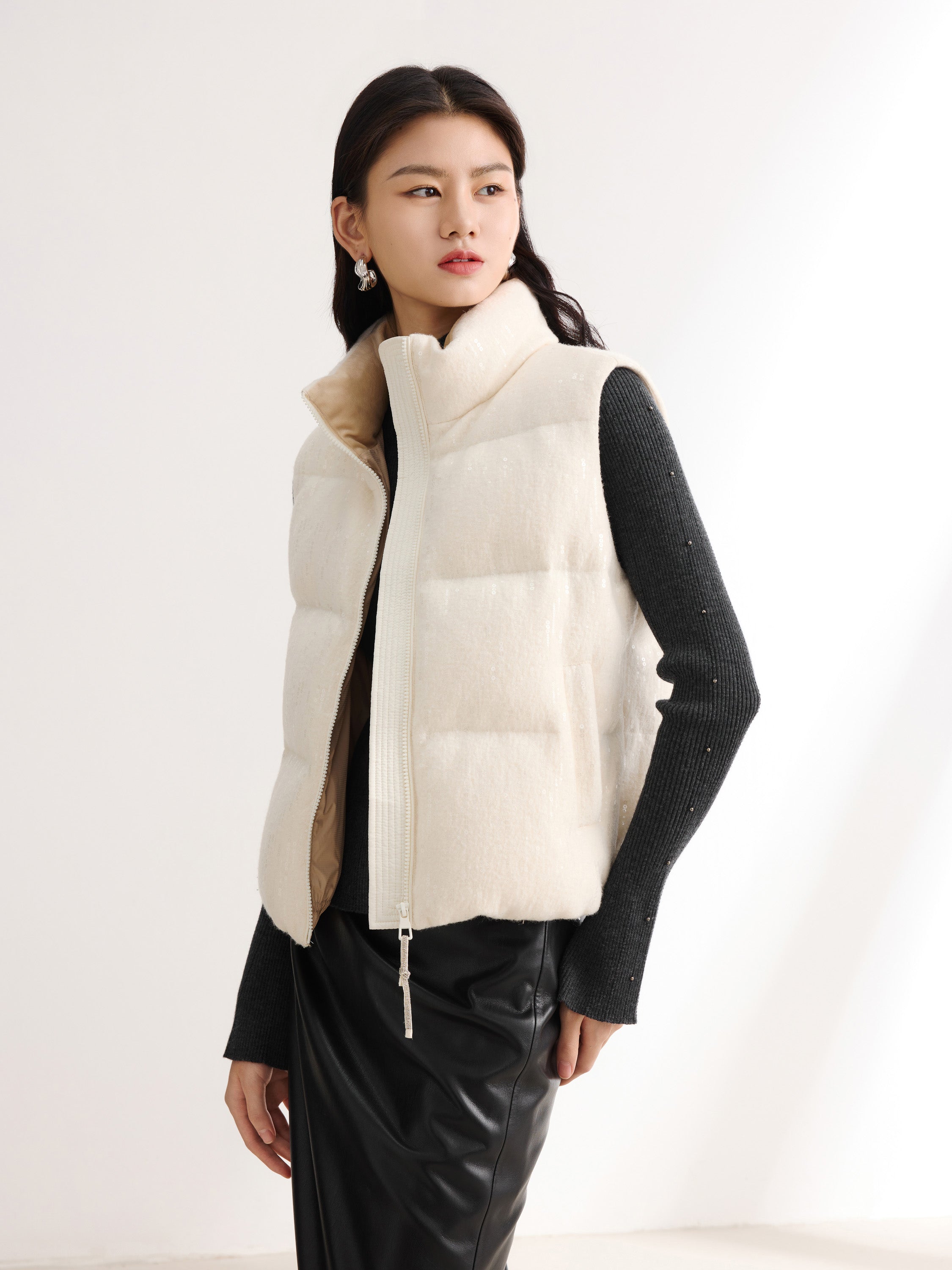 EP YAYING Cream Contrast Sleeve Hoodie