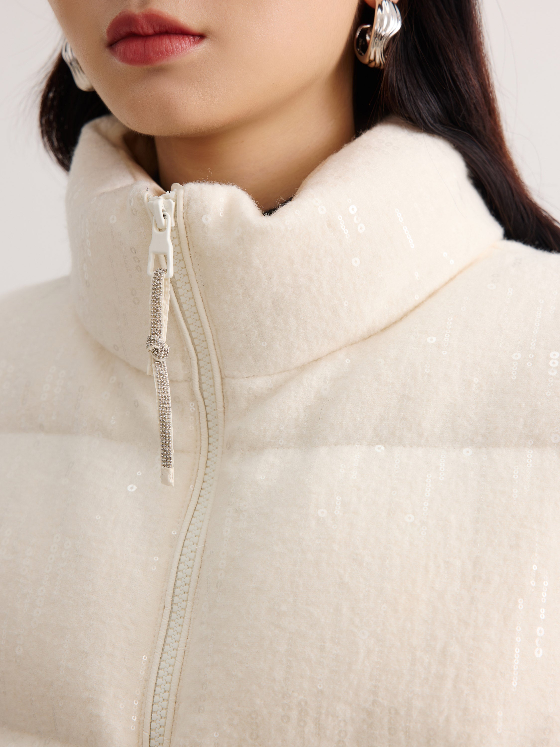 EP YAYING Cream Contrast Sleeve Hoodie