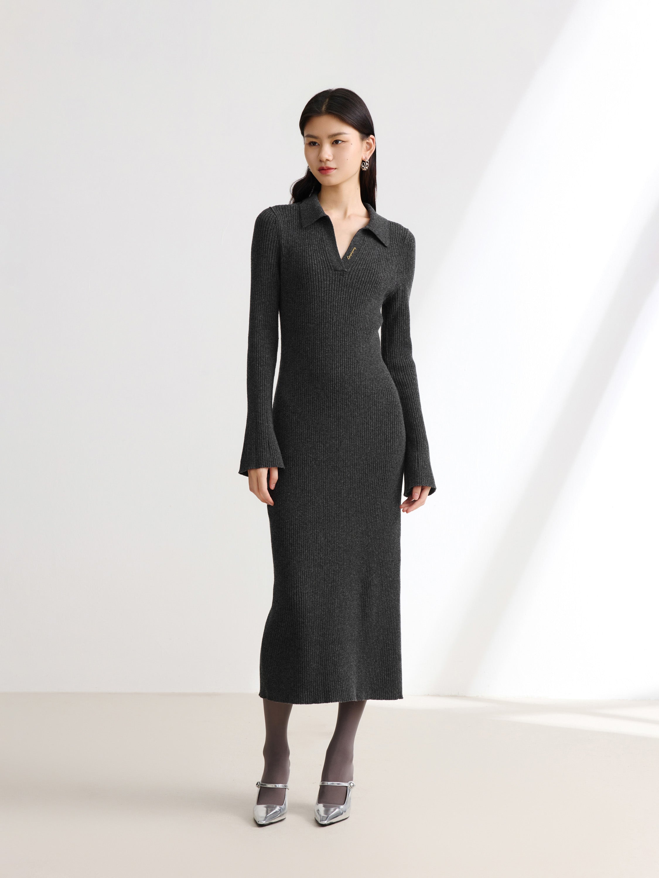 EP YAYING Black Long Sleeve Dress