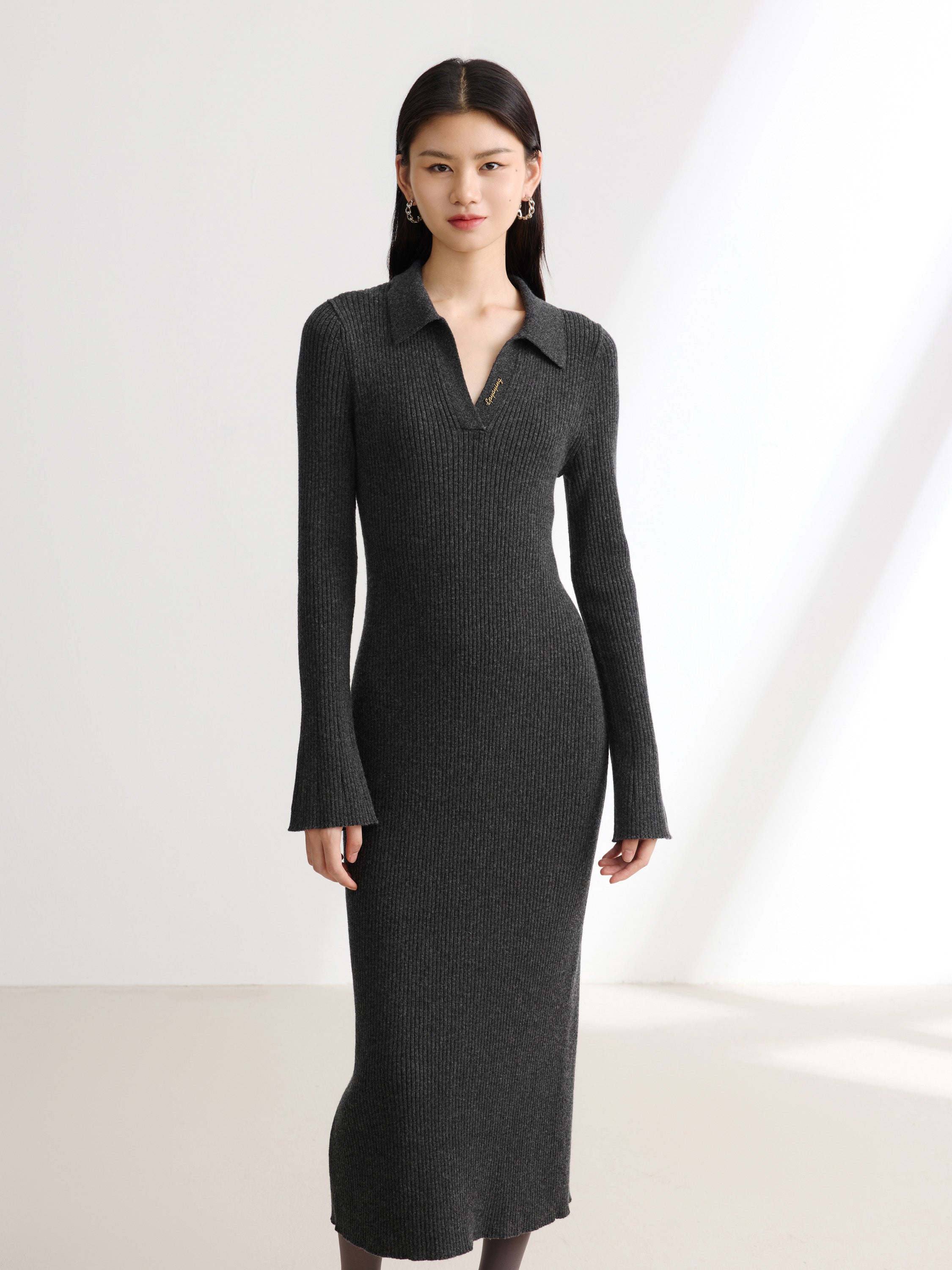 EP YAYING Black Long Sleeve Dress