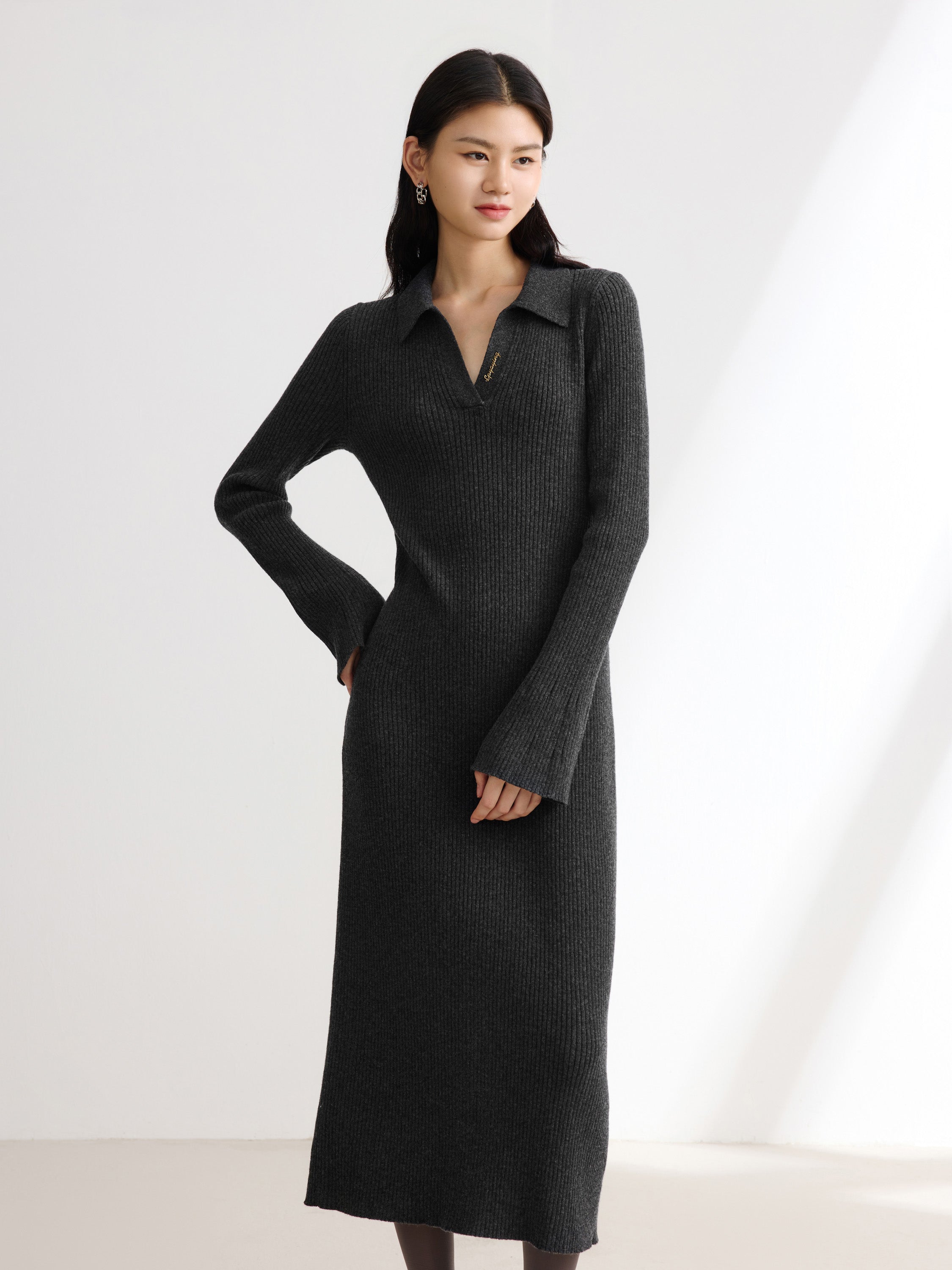 EP YAYING Black Long Sleeve Dress
