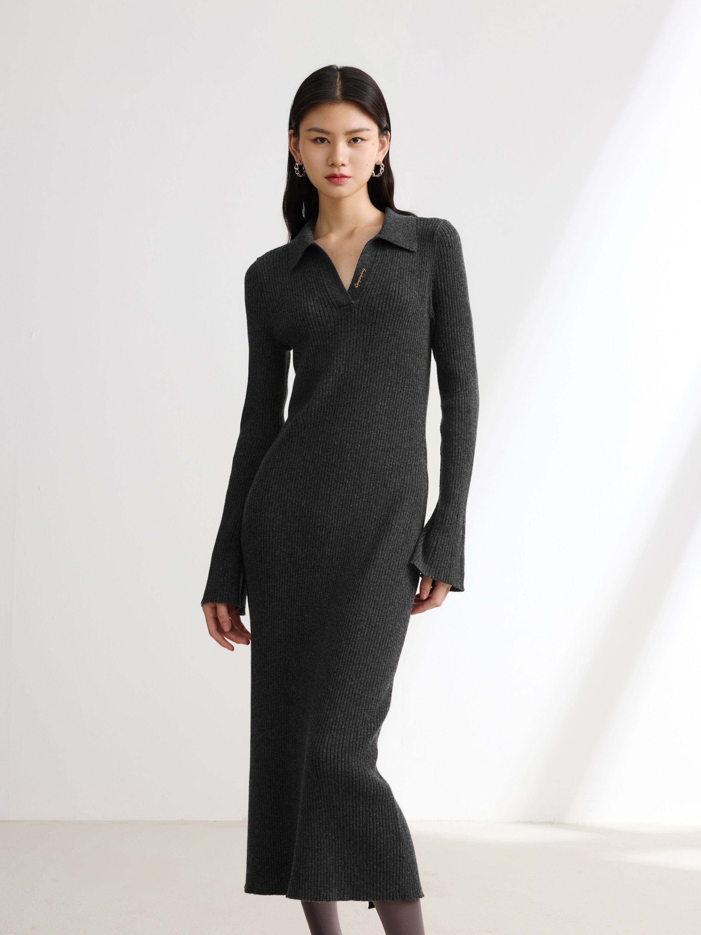 EP YAYING Black Long Sleeve Dress