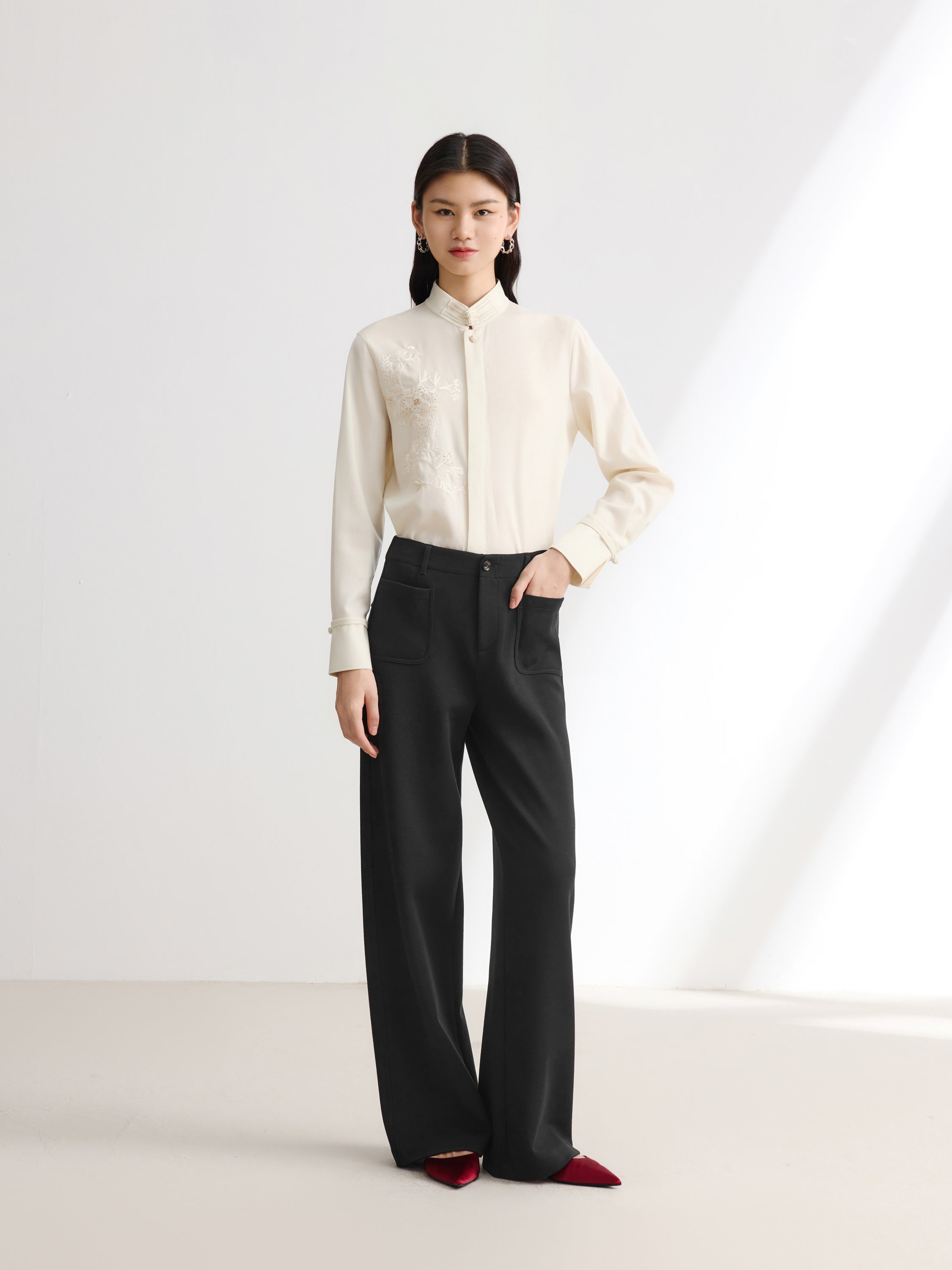 EP YAYING Black Straight Leg Pants