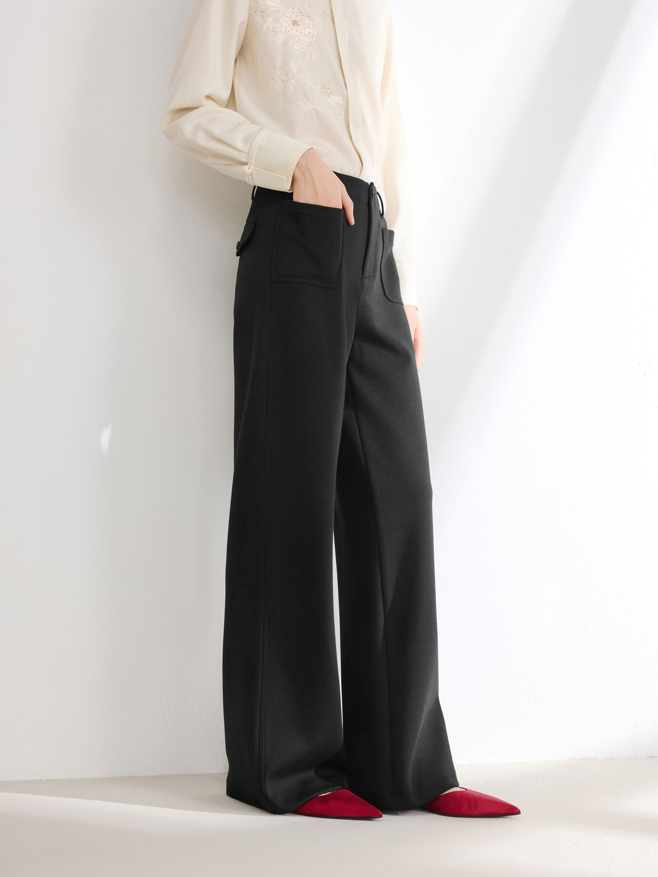 EP YAYING Black Straight Leg Pants