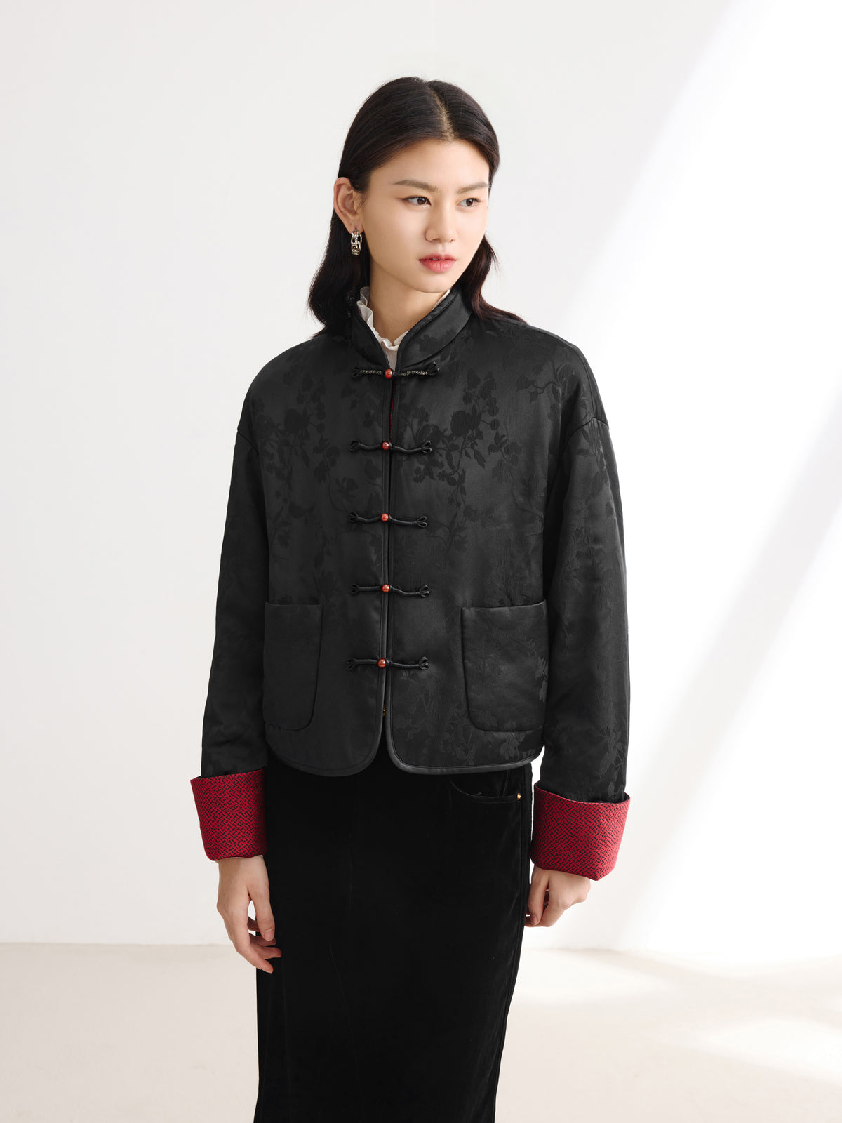 EP YAYING Mulberry Silk Neo-Chinese Jacquard Coat