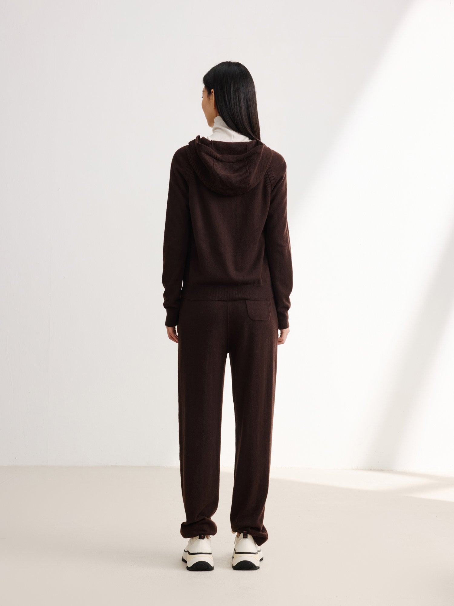 EP YAYING Cashmere Hooded Knitted Cardigan