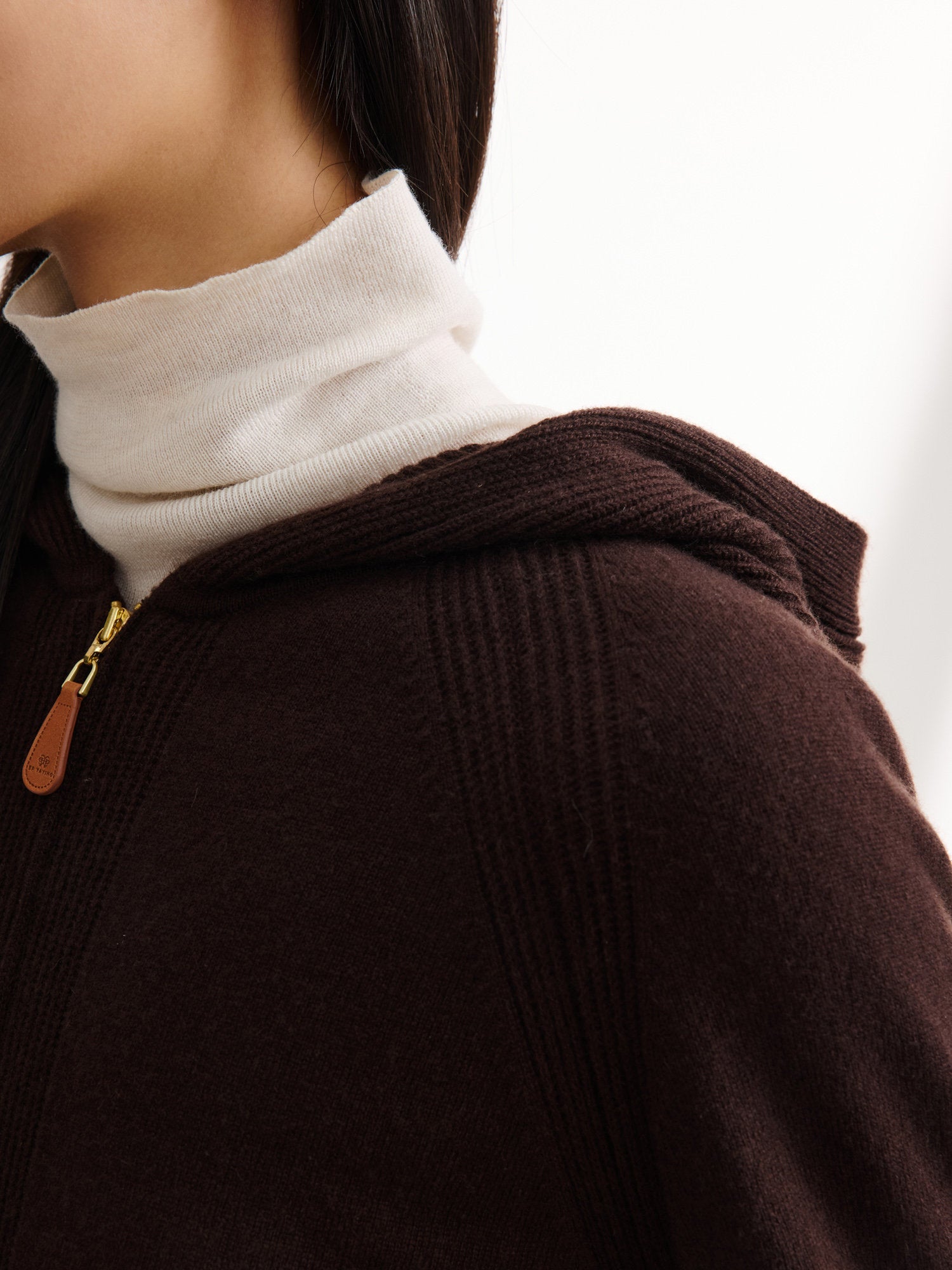 EP YAYING Cashmere Hooded Knitted Cardigan
