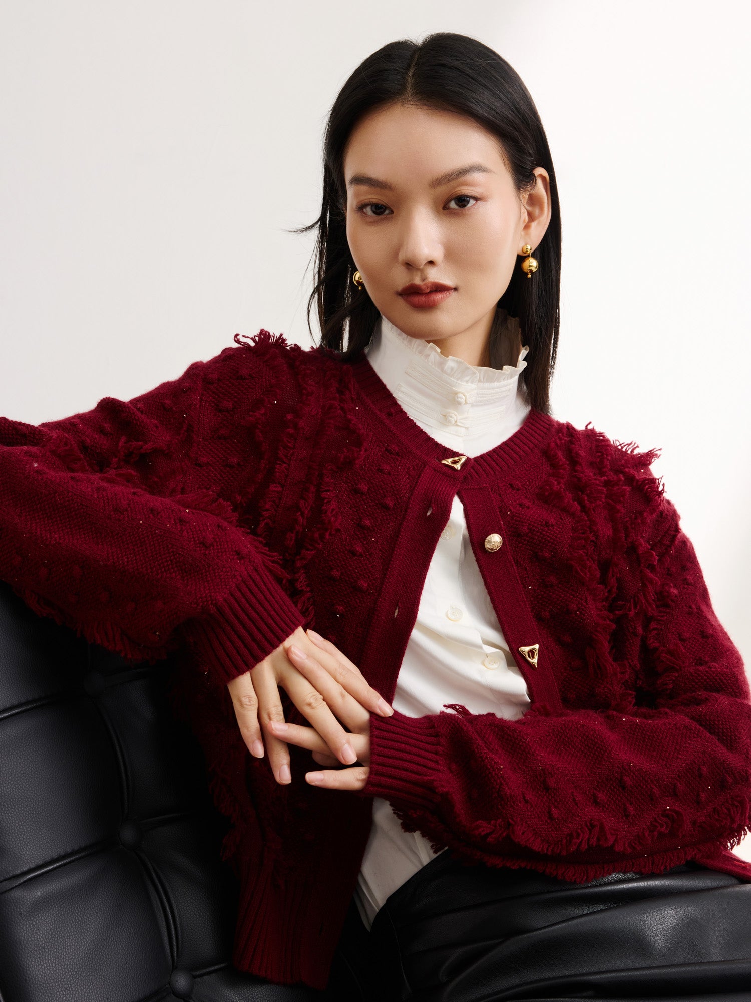 EP YAYING Red Knit Sweater