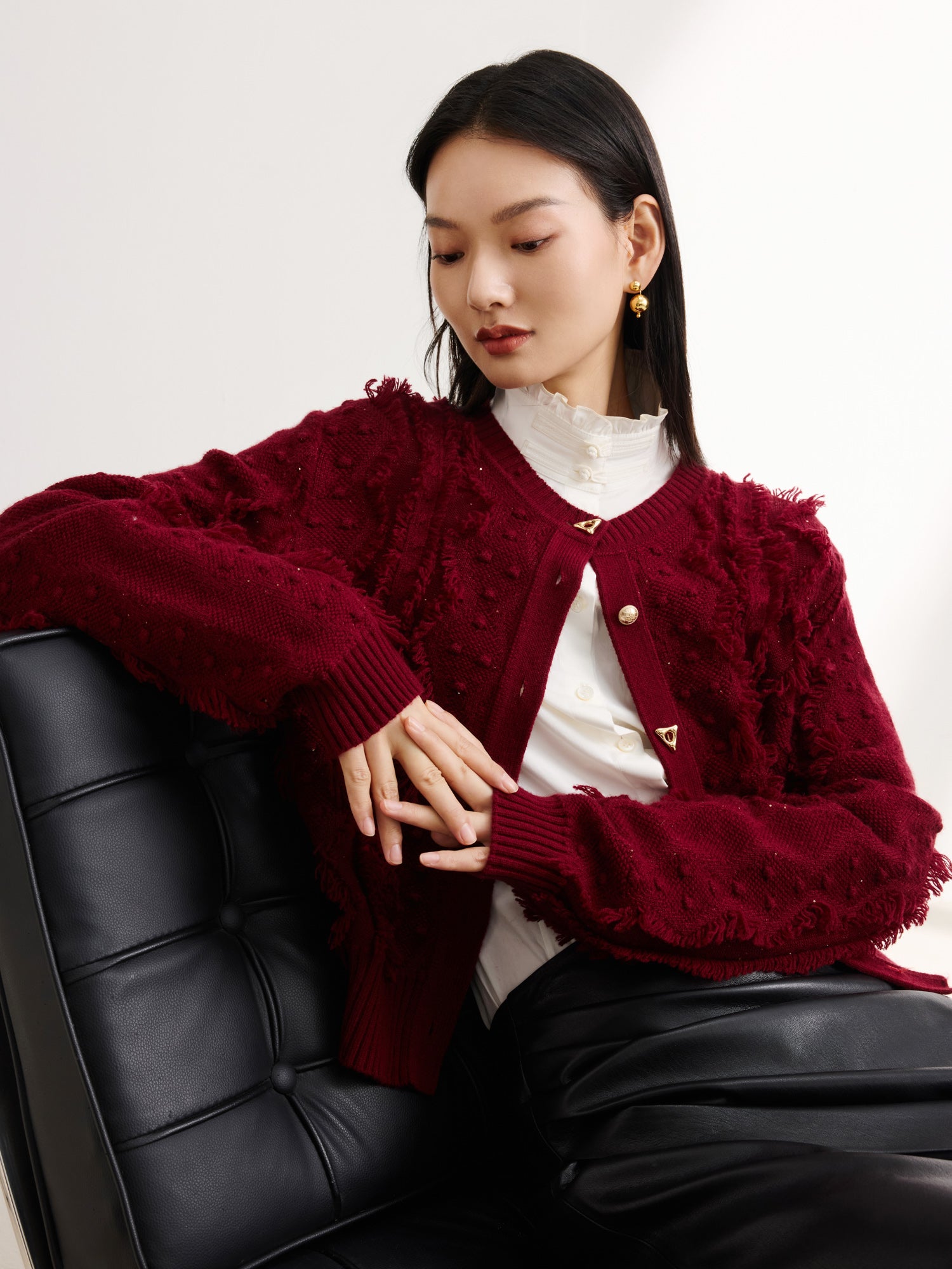 EP YAYING Red Knit Sweater