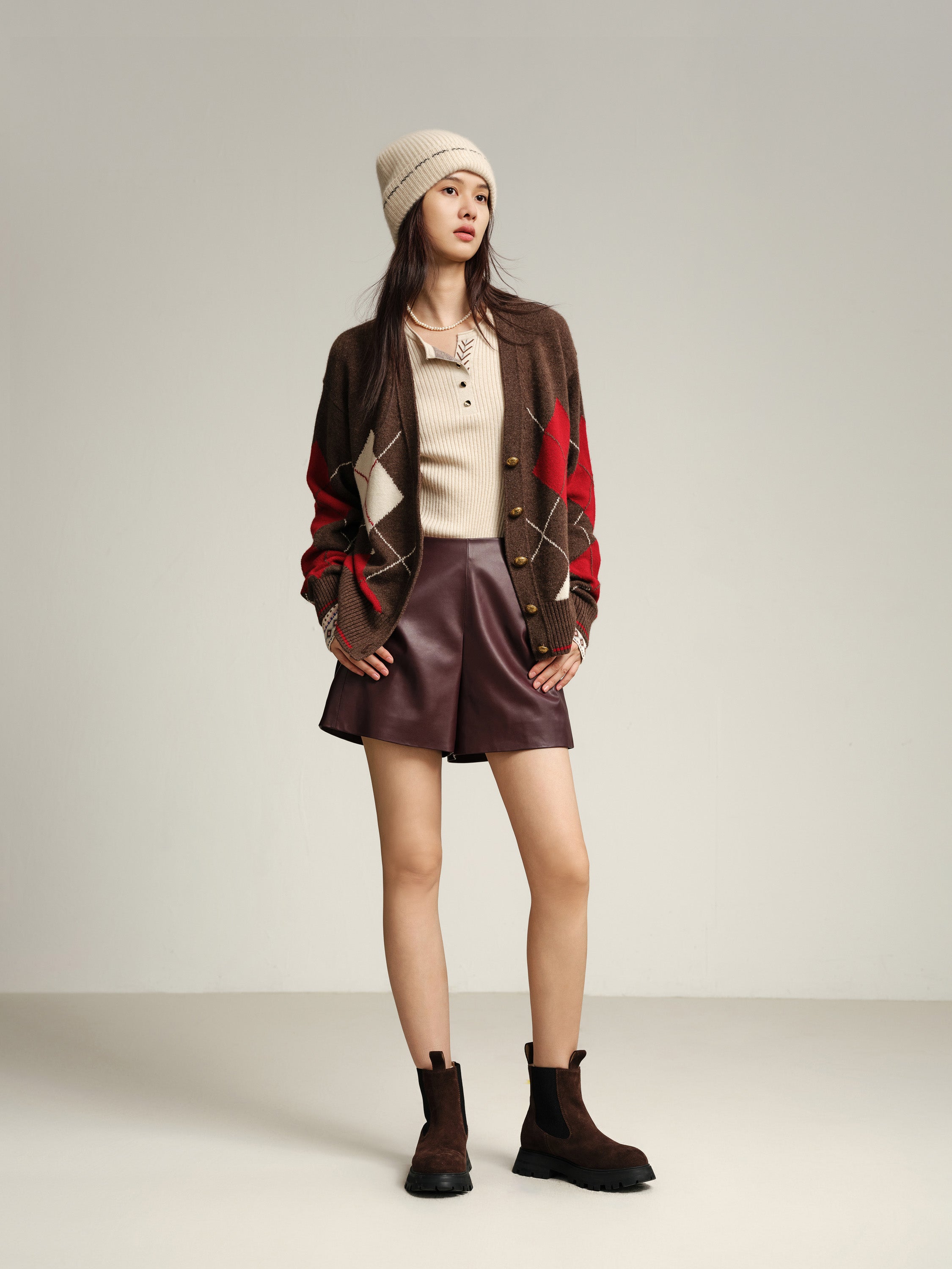 EP YAYING Multicolor Pattern Knit Cardigan