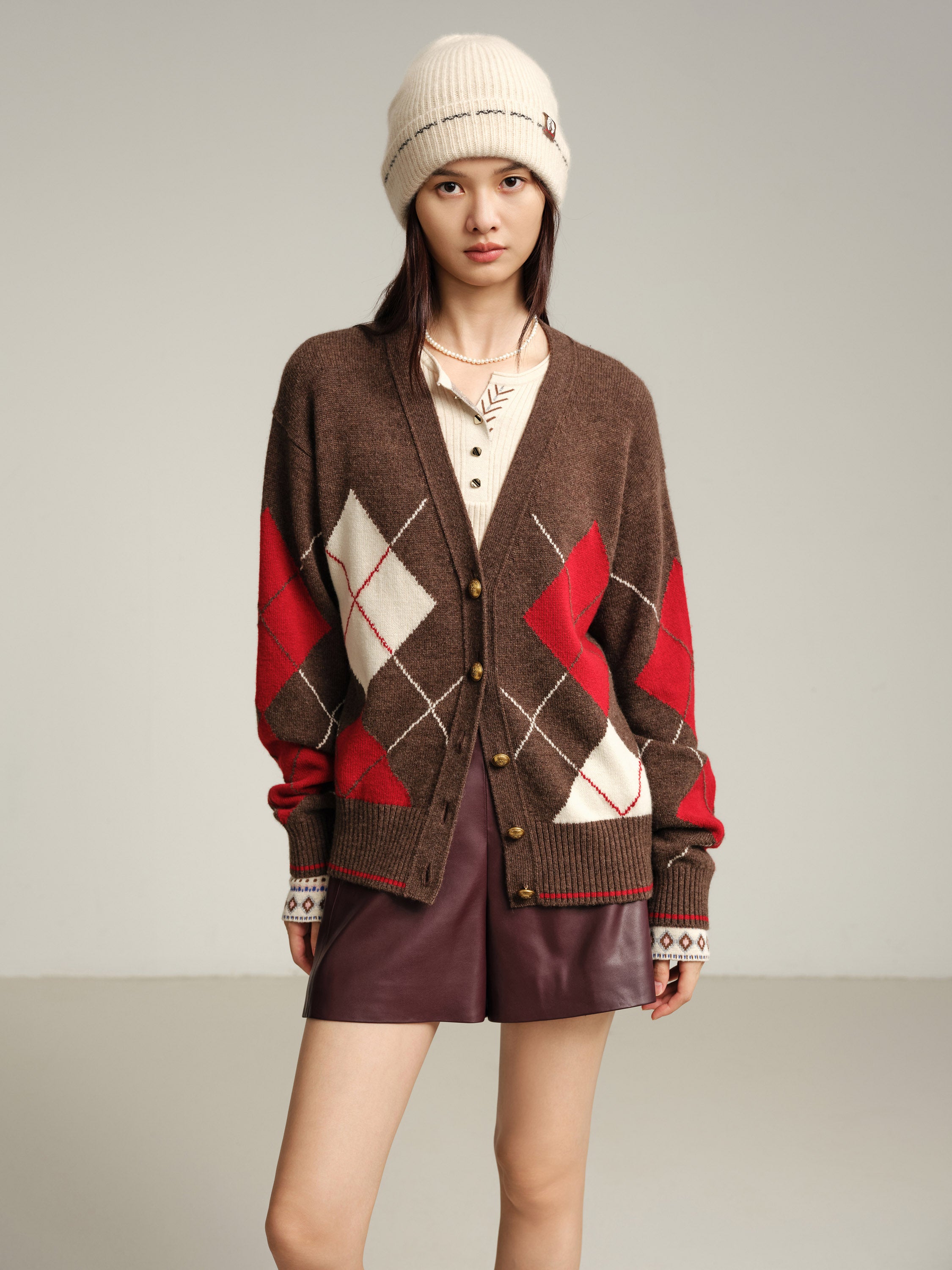 EP YAYING Multicolor Pattern Knit Cardigan