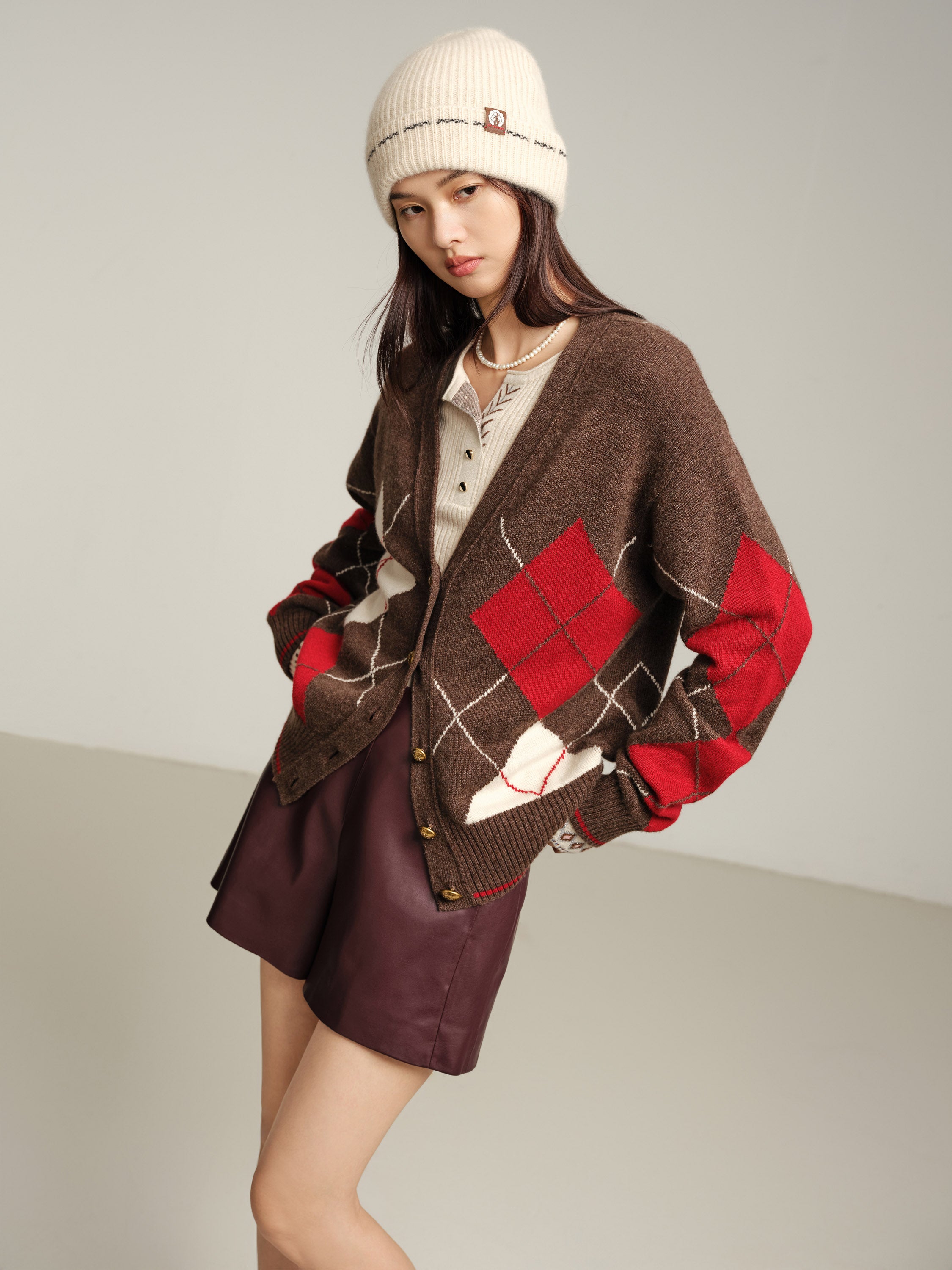 EP YAYING Multicolor Pattern Knit Cardigan