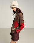 EP YAYING Multicolor Pattern Knit Cardigan