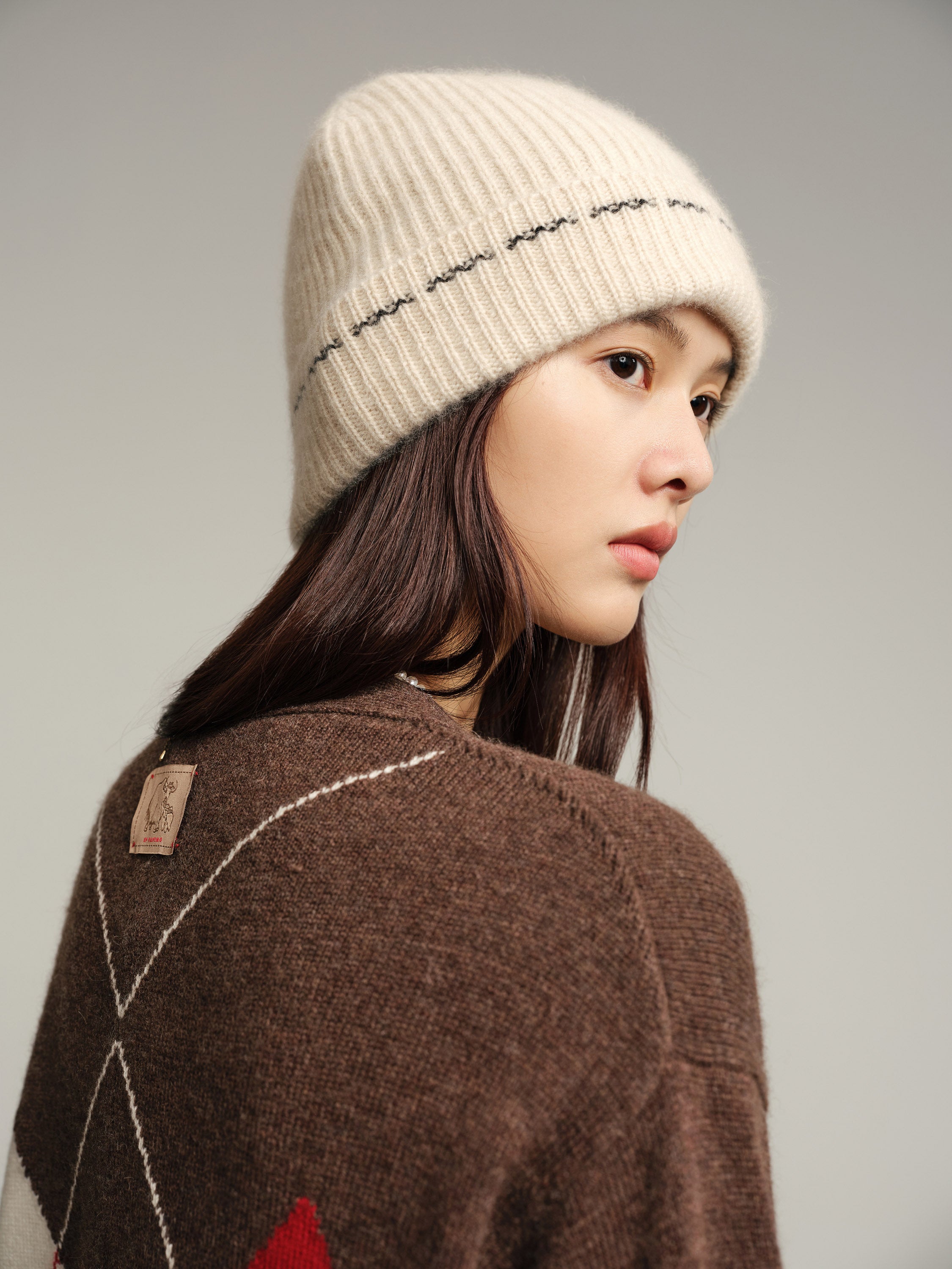 EP YAYING Multicolor Pattern Knit Cardigan