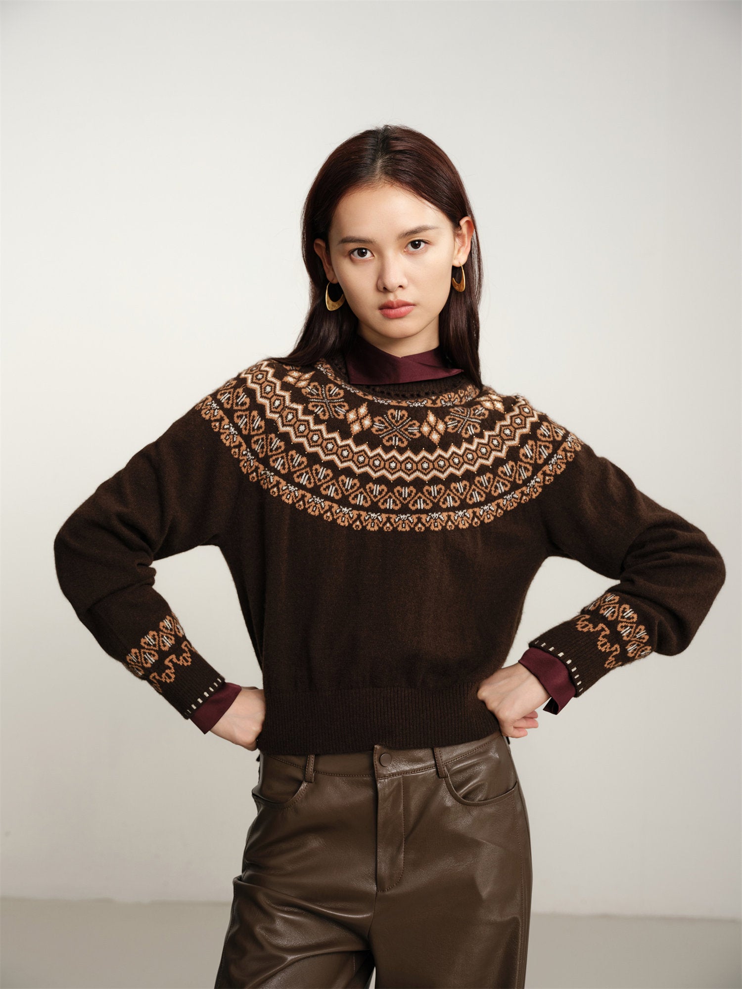 EP YAYING Jacquard Knitted Sweater