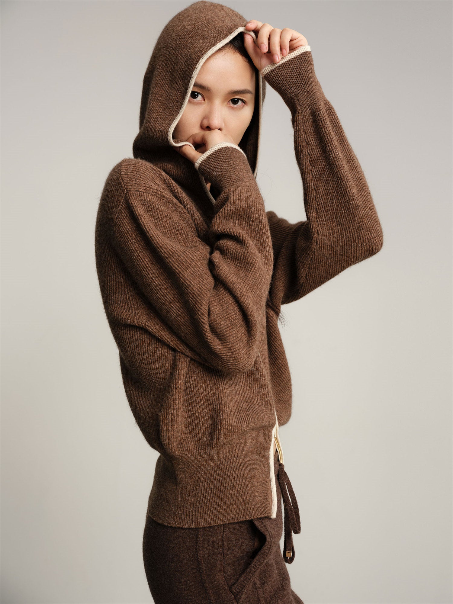 EP YAYING Hooded Knitted Wool Sweater