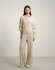 EP YAYING V-Neck Cable Knit Cashmere Sweater