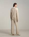 EP YAYING V-Neck Cable Knit Cashmere Sweater