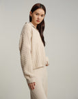 EP YAYING V-Neck Cable Knit Cashmere Sweater