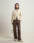 EP YAYING Brown Turtleneck Knit Top