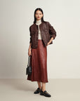 EP YAYING Leather Round Neck Leather Jacket